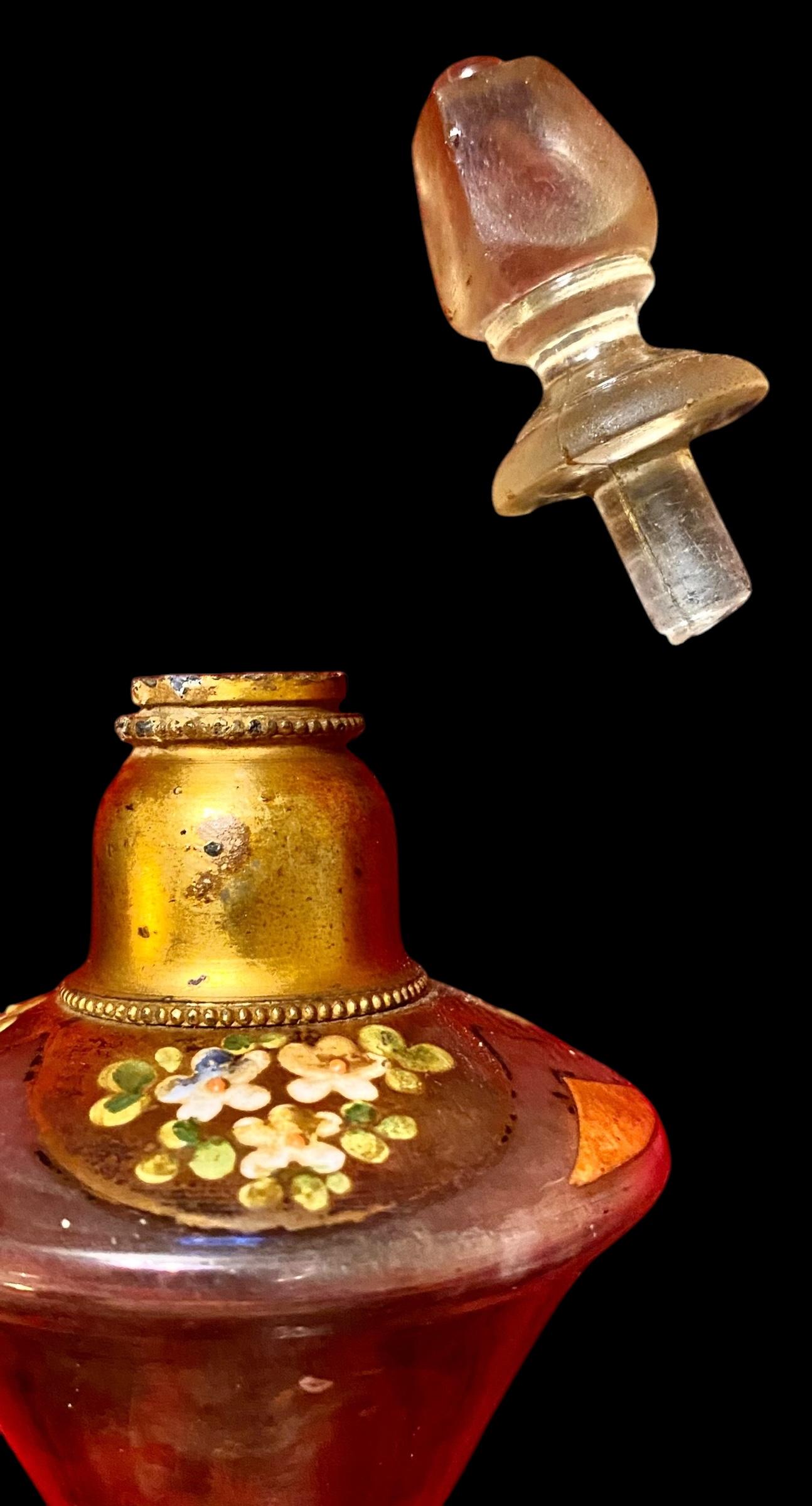 Antique 1920’s Glass And Enamel Perfume Bottle 2