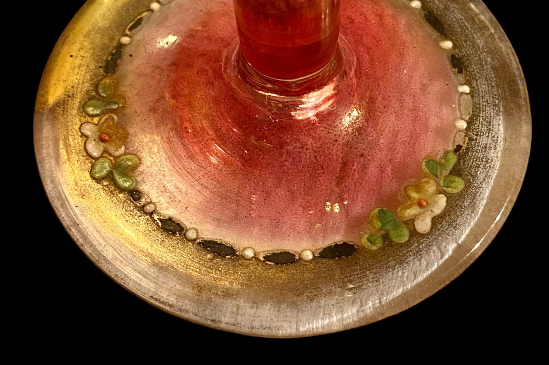 Antique 1920’s Glass And Enamel Perfume Bottle 6