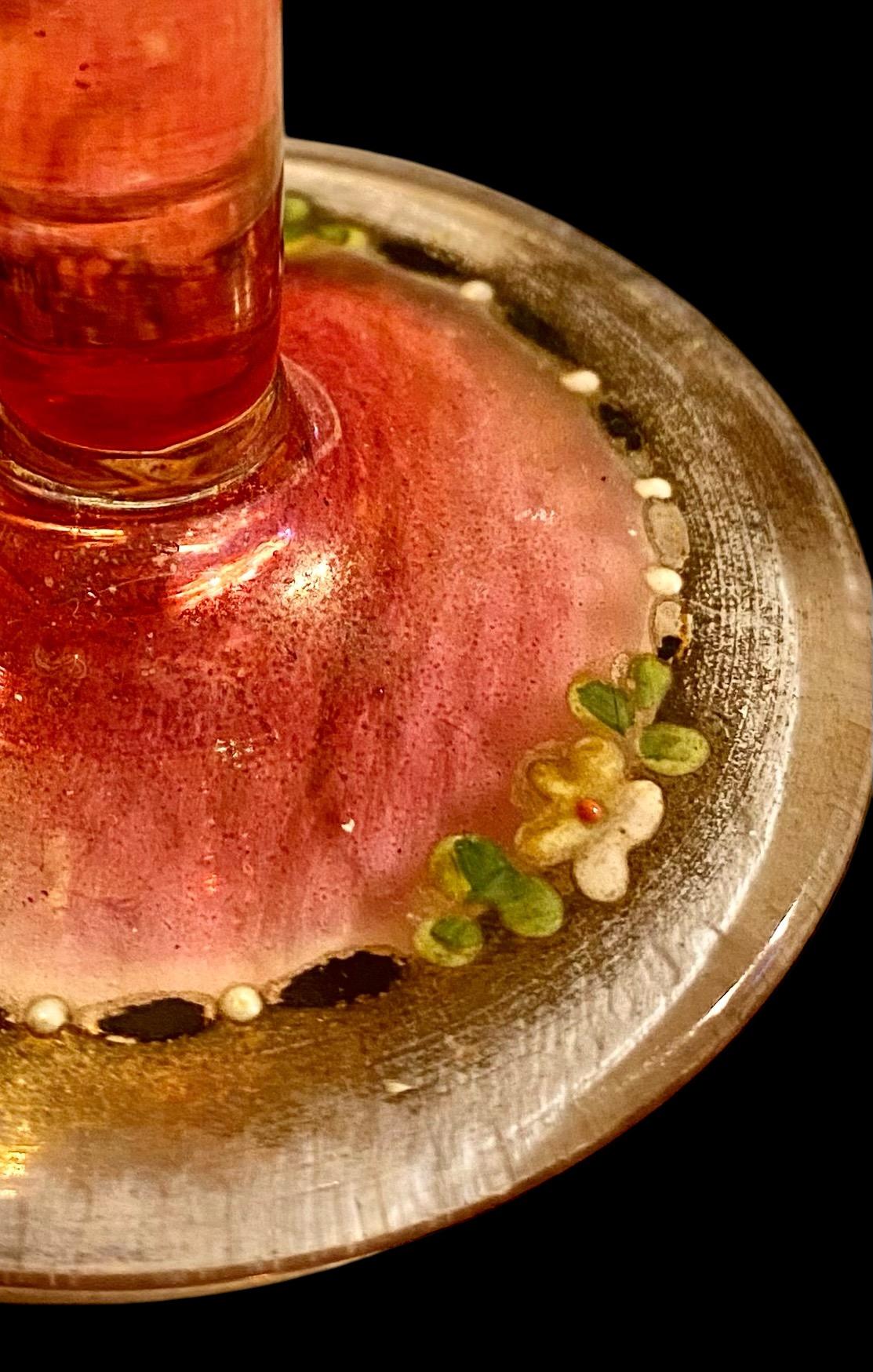 Antique 1920’s Glass And Enamel Perfume Bottle 9