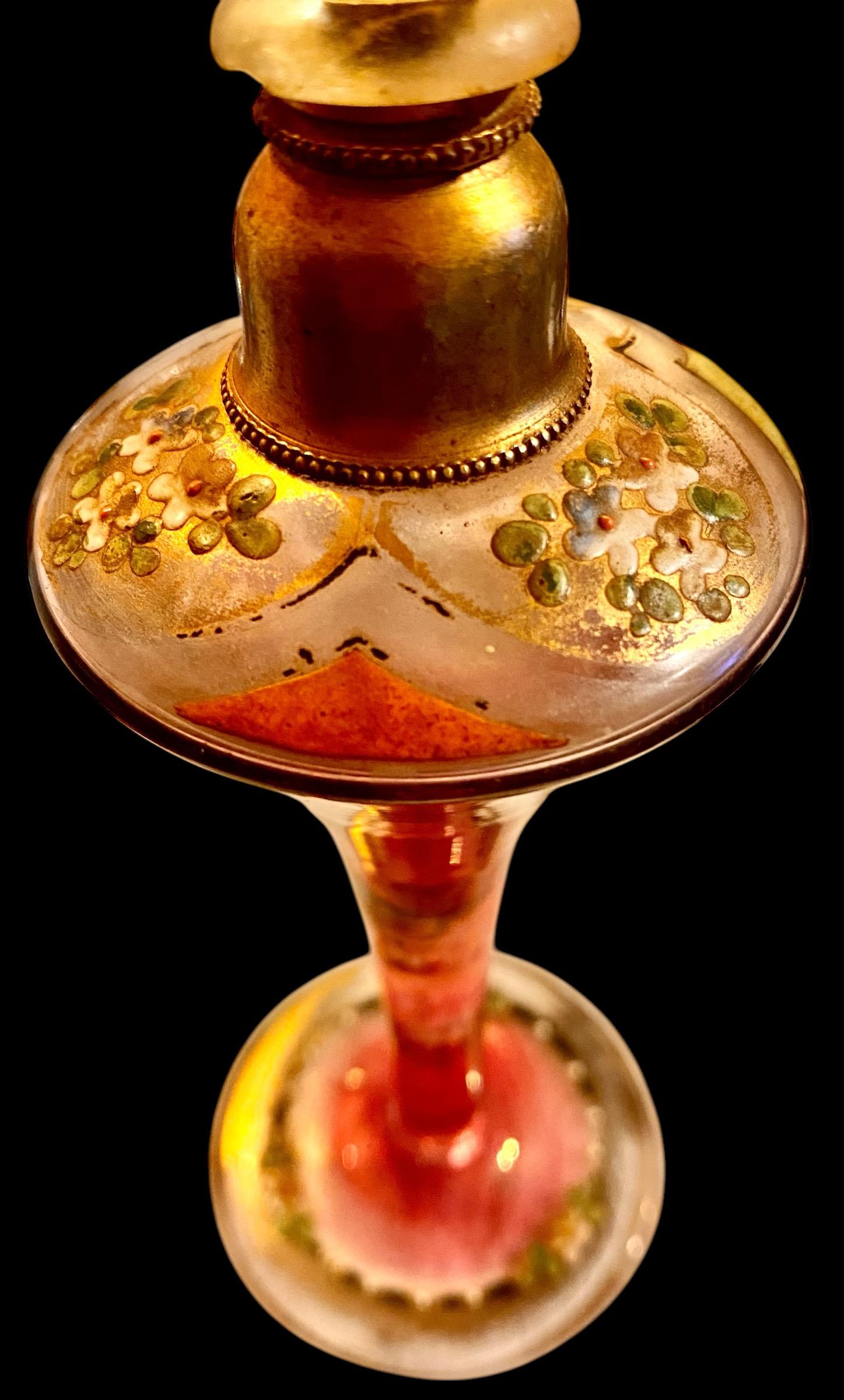 Antique 1920’s Glass And Enamel Perfume Bottle 10