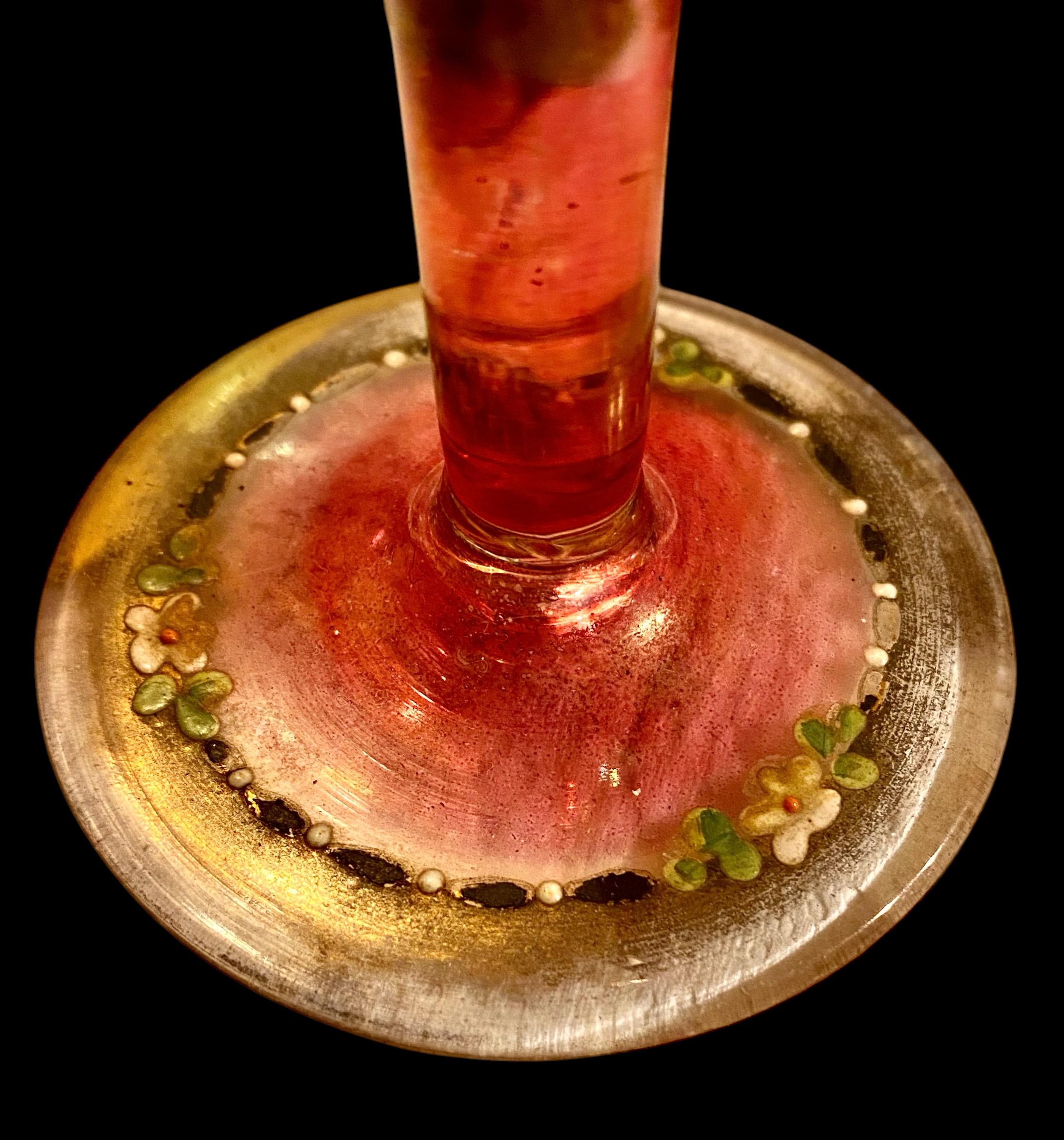 Antique 1920’s Glass And Enamel Perfume Bottle 11