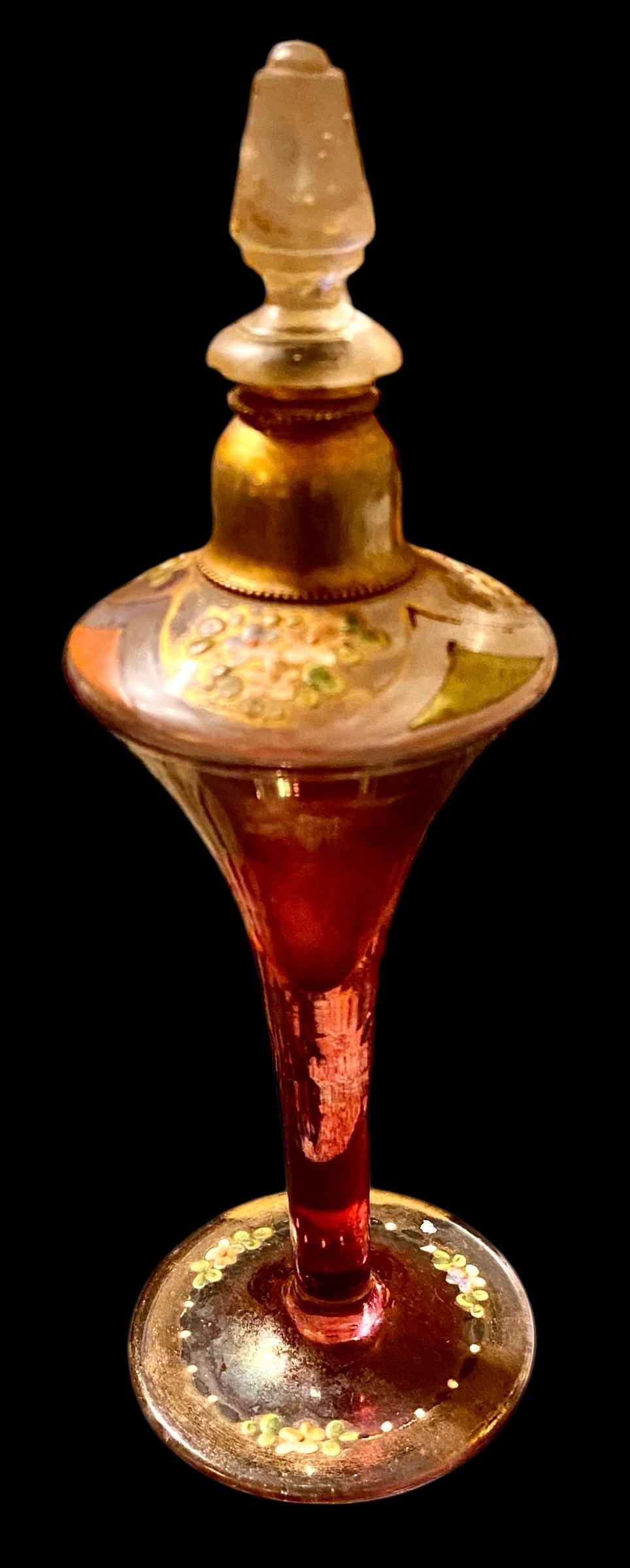 Antique 1920’s Glass And Enamel Perfume Bottle 1