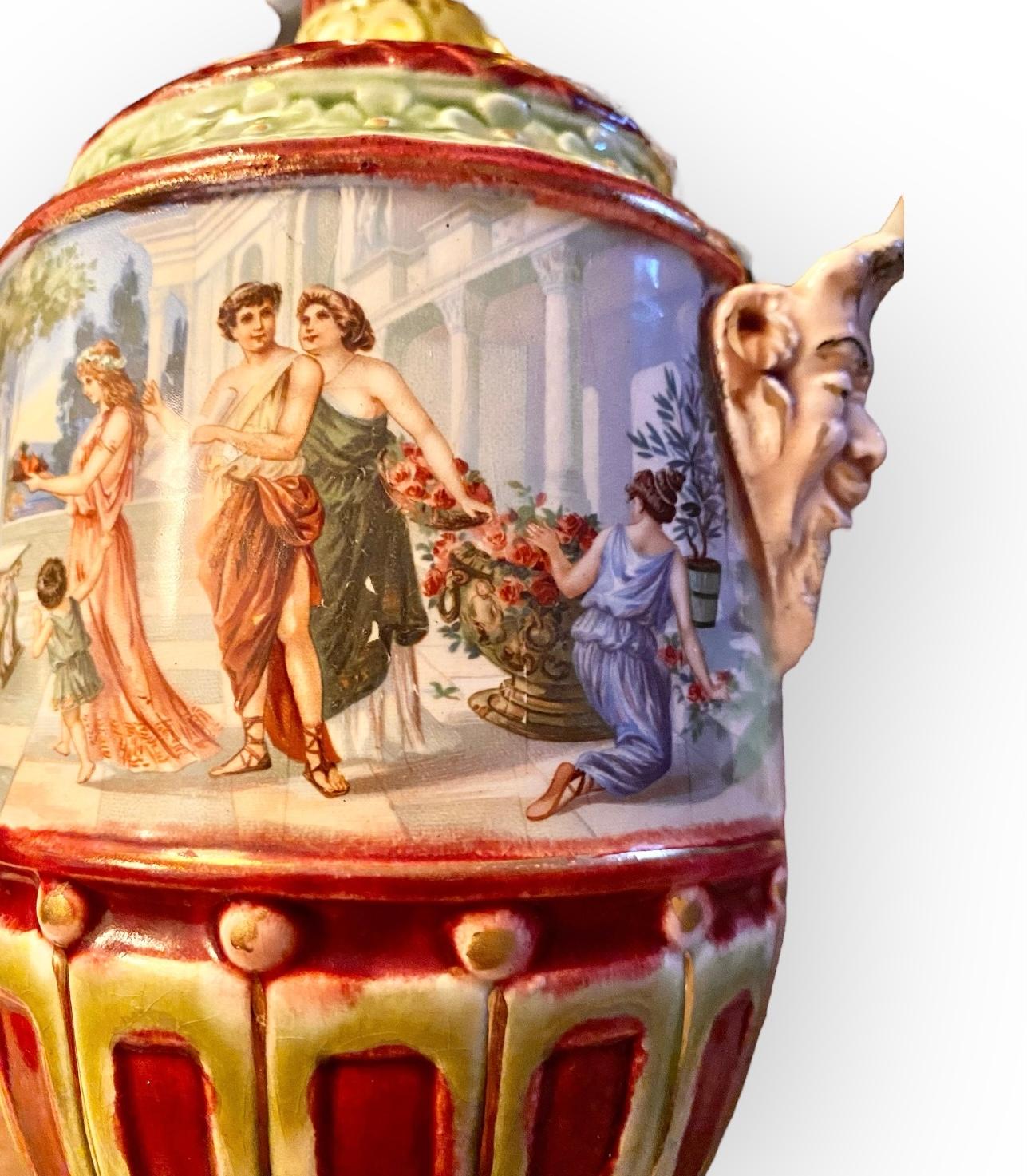 Antique 1920’s Grand Tour Italian Venice Majolica Vase For Sale 6