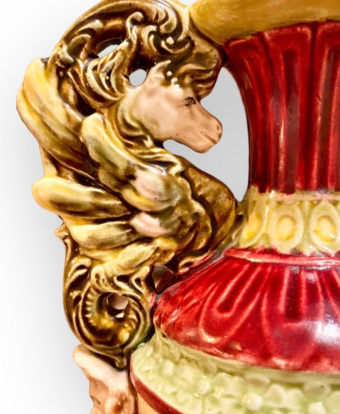 Antique 1920’s Grand Tour Italian Venice Majolica Vase For Sale 1