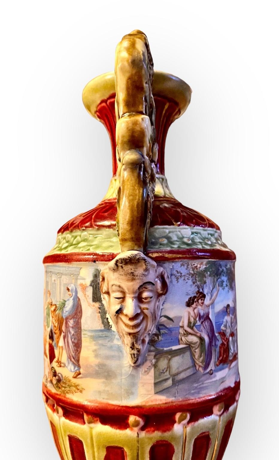 Antique 1920’s Grand Tour Italian Venice Majolica Vase For Sale 3