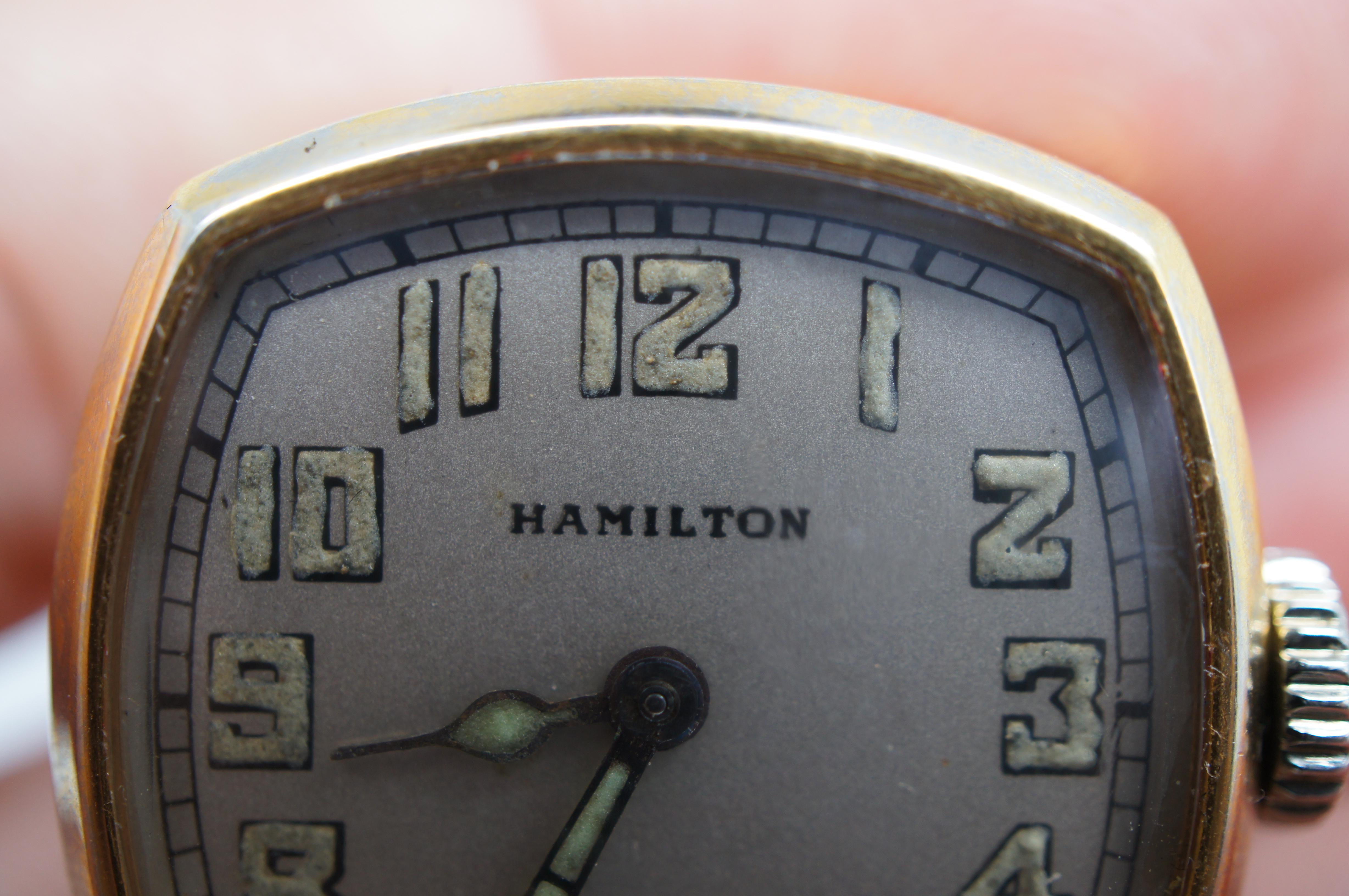 Antique 1920s Hamilton Wadsworth 14k Gold Glow in the Dark Pendant Pocket Watch 2