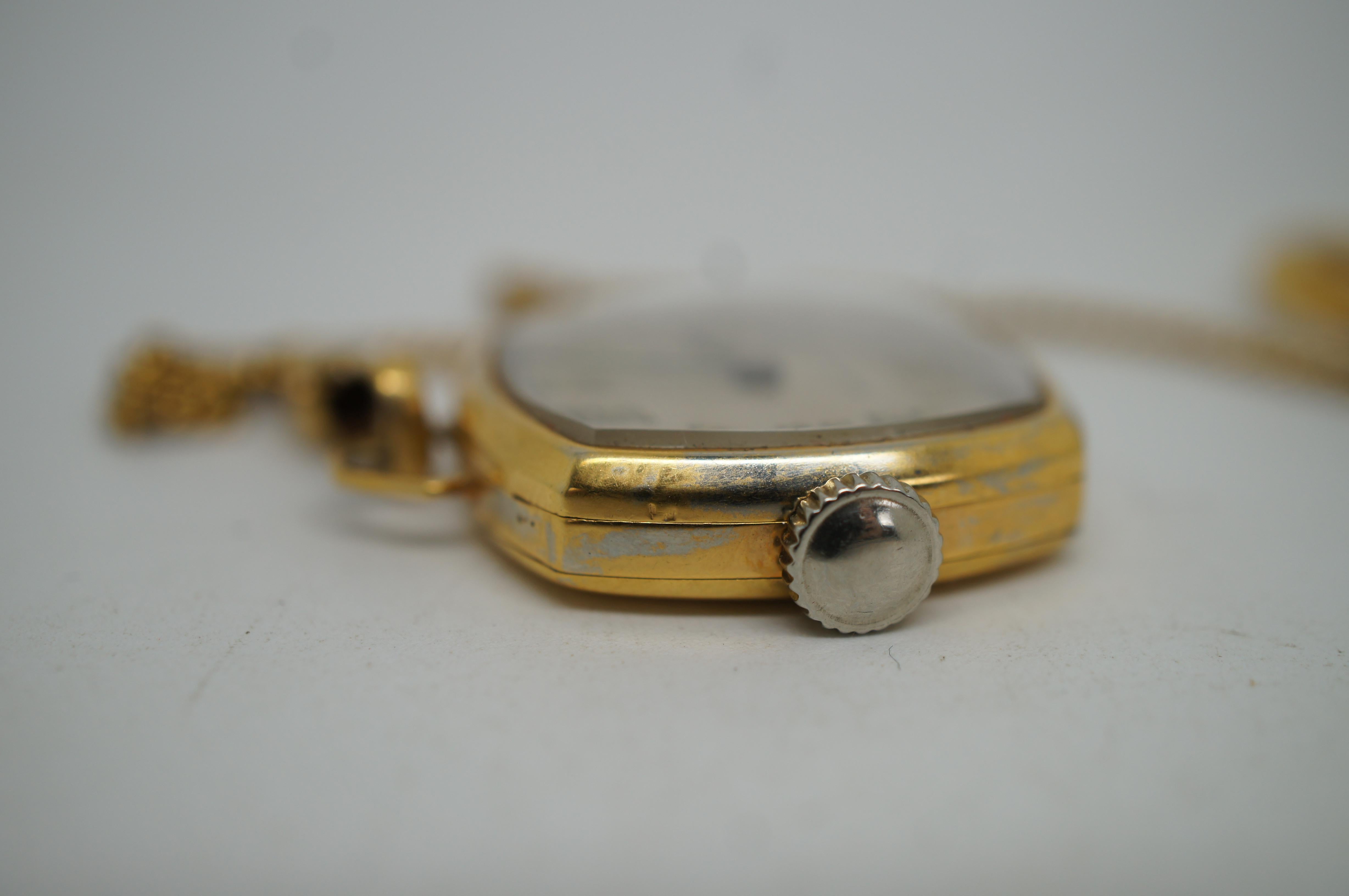 Antique 1920s Hamilton Wadsworth 14k Gold Glow in the Dark Pendant Pocket Watch In Good Condition In Dayton, OH