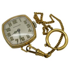 Antique 1920s Hamilton Wadsworth 14k Gold Glow in the Dark Pendant Pocket Watch
