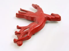 Couture 1920s French HandCarved Dogs Hounds Galalith RedPaintedArtPlastic Brooch