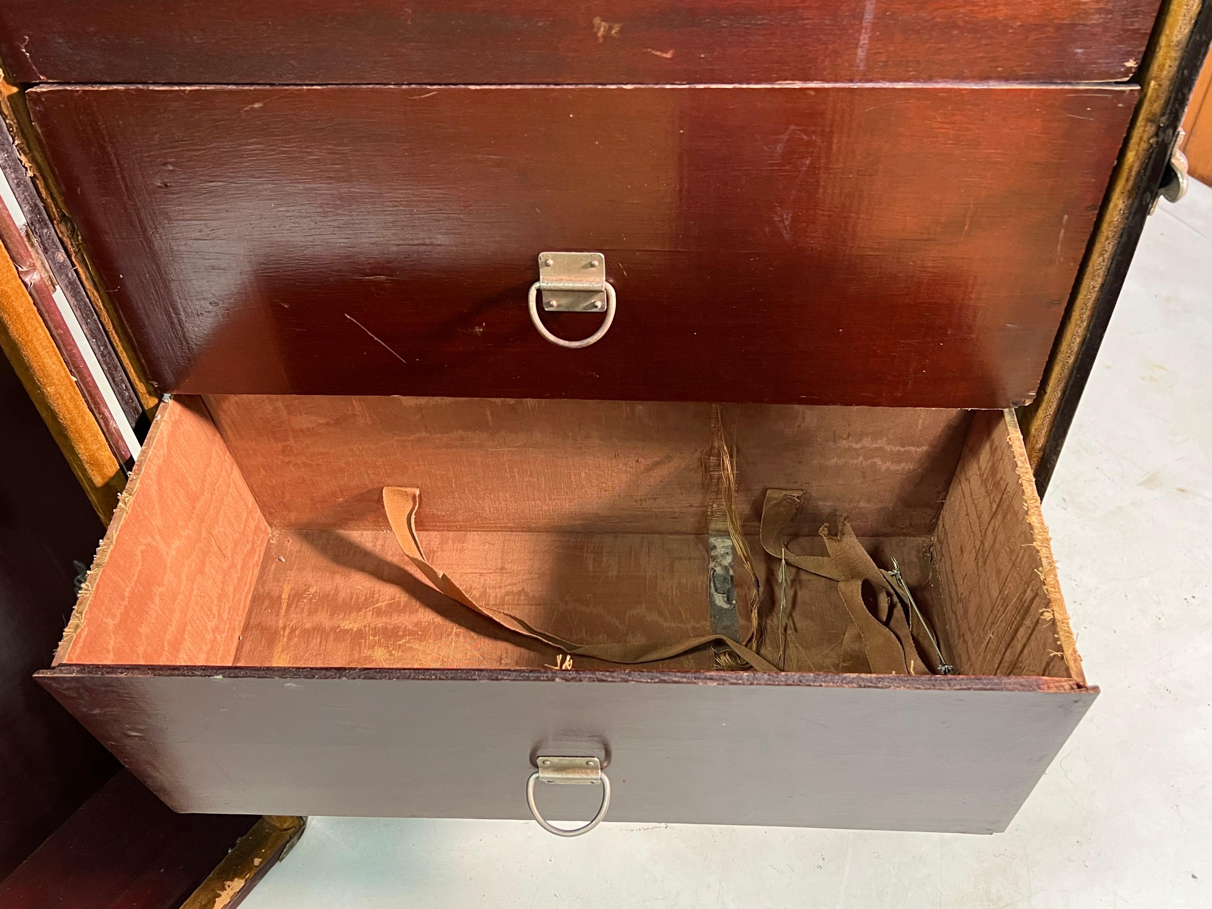 Antique 1920s Henry Likly Standing Wardrobe Steamer Trunk For Sale 4