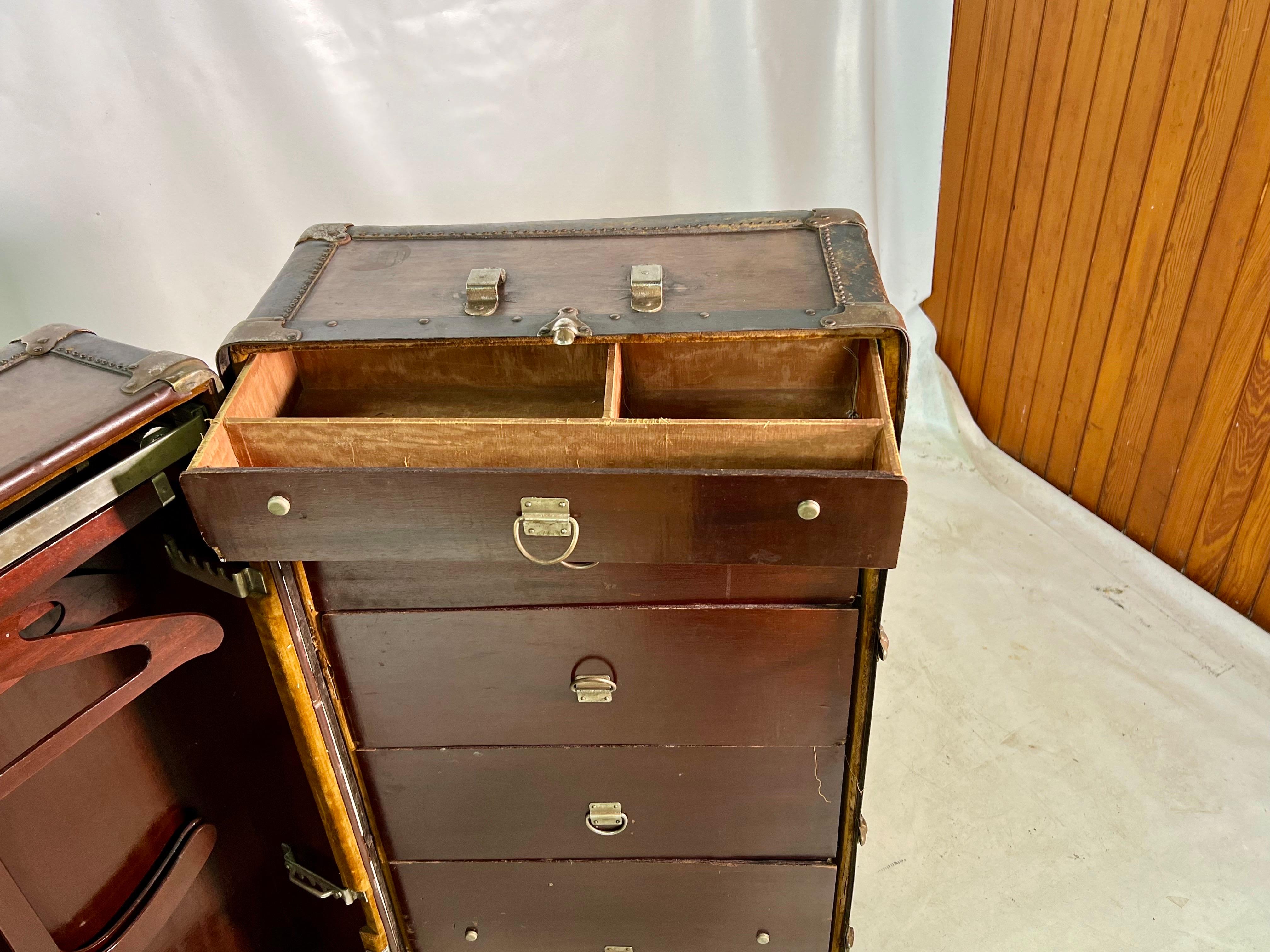 Antique 1920s Henry Likly Standing Wardrobe Steamer Trunk For Sale 6