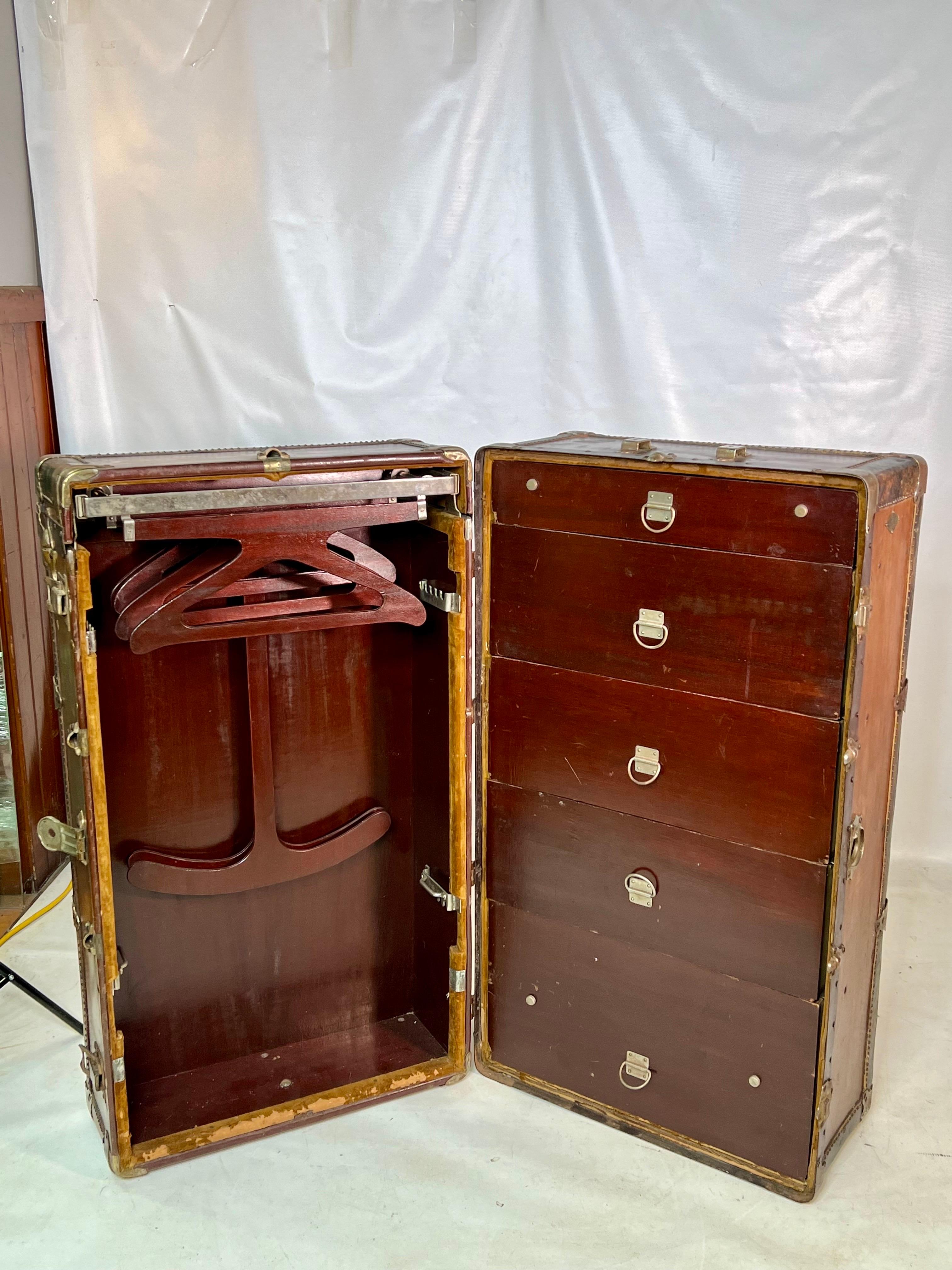 Antique 1920s Henry Likly Standing Wardrobe Steamer Trunk For Sale 1