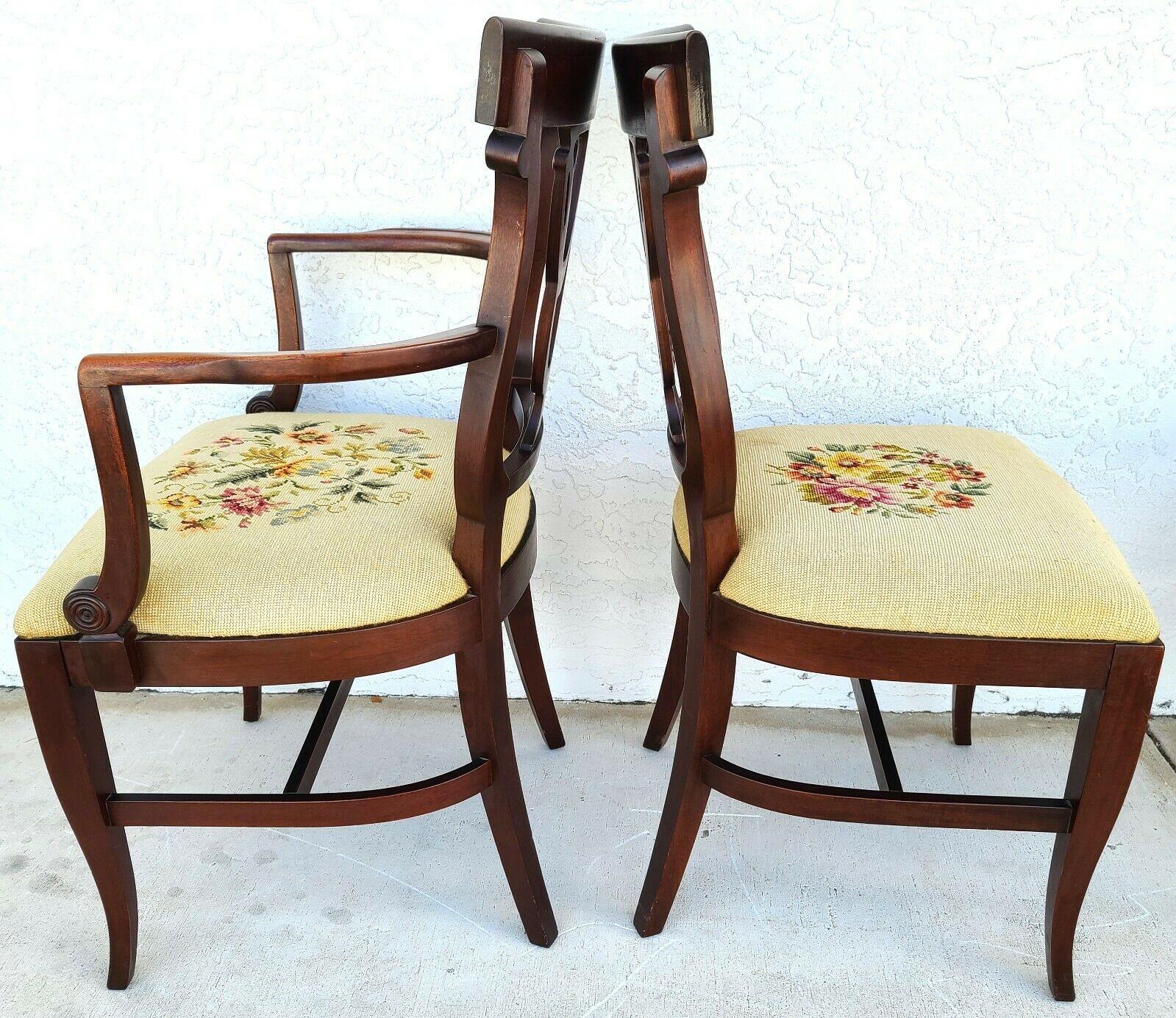 Antique 1920s Italian Regency Mahogany Dining Chairs with Needlepoint -Set of 6 6