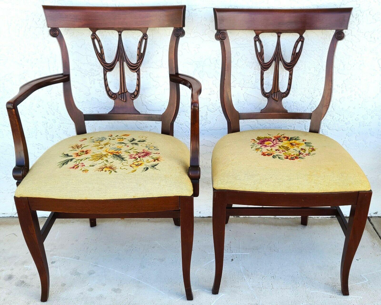 Antique 1920s Italian Regency Mahogany Dining Chairs with Needlepoint -Set of 6 4