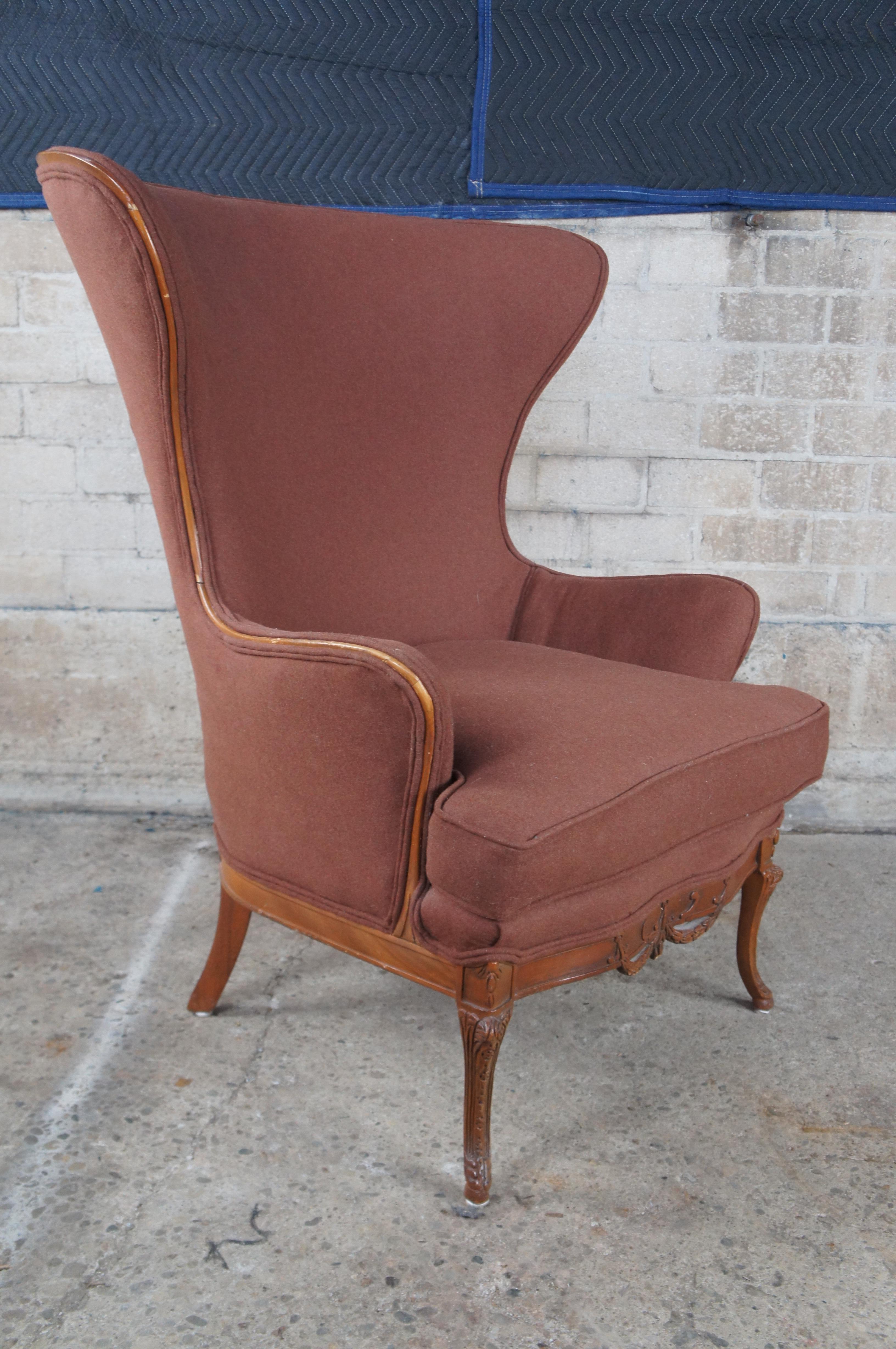 Antiguo 1920 Johnson Chair Co. Sillones Reposabrazos Biblioteca Caoba y Mohair Marrón Estadounidense en venta