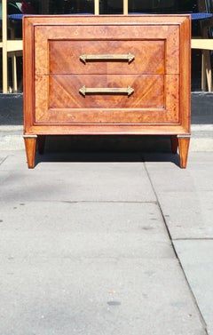 Antique 1920s Mahogany & burr Walnut nightstand/Chest Of two Drawers