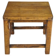 Antique 1920s Mission Arts & Crafts Oak Stool Side Table Plant Sculpture Stand