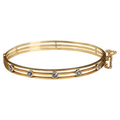 Antique 1910s Montana Sapphire Hinged Oval Rose Gold Bracelet