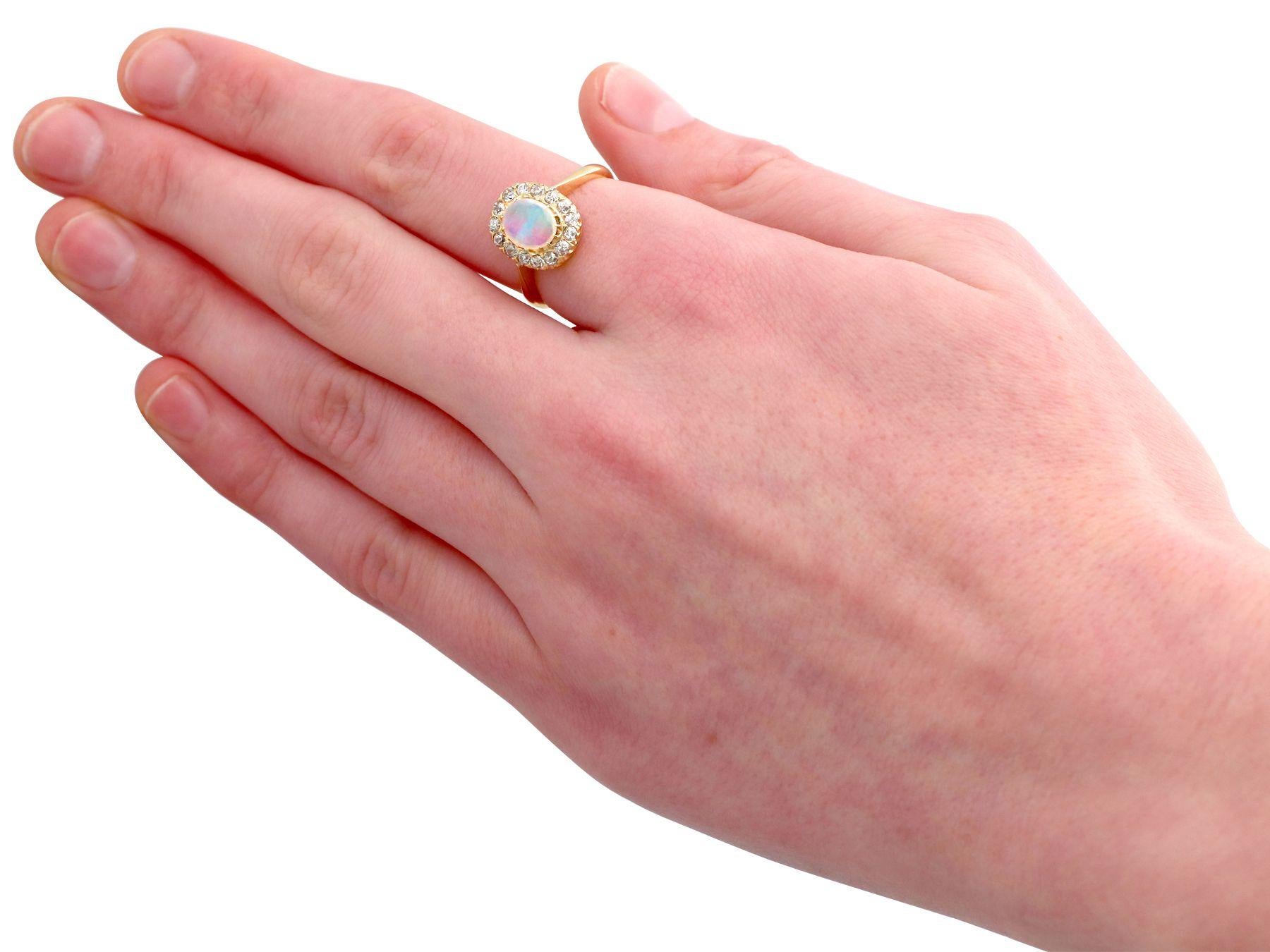 Antique 1920s Opal and Diamond Gold Cluster Ring In Excellent Condition In Jesmond, Newcastle Upon Tyne