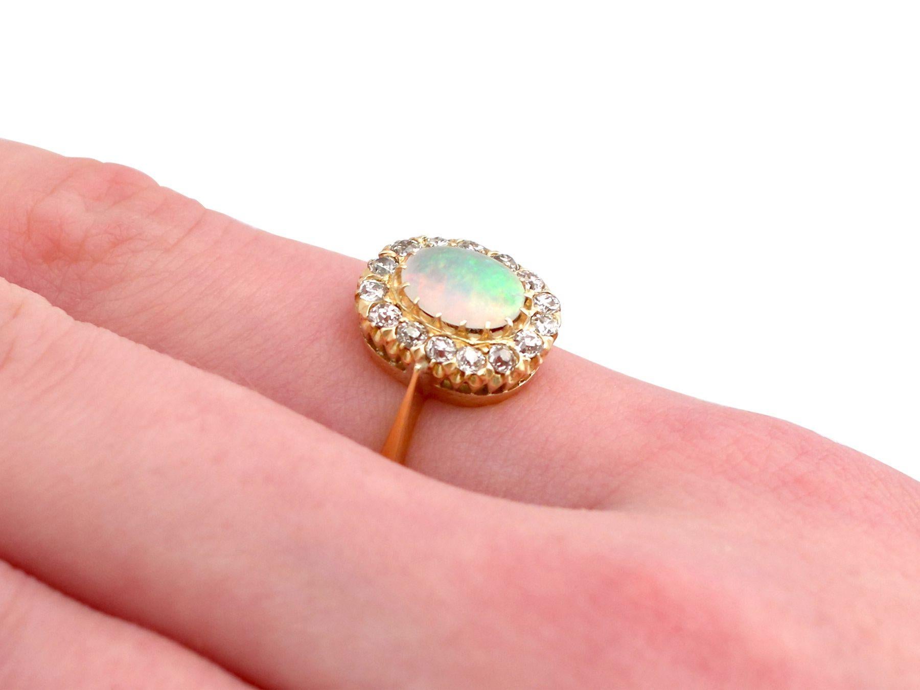 Women's or Men's Antique 1920s Opal and Diamond Gold Cluster Ring