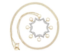 Antique 1920s Pearl and Diamond Yellow Gold Pendant
