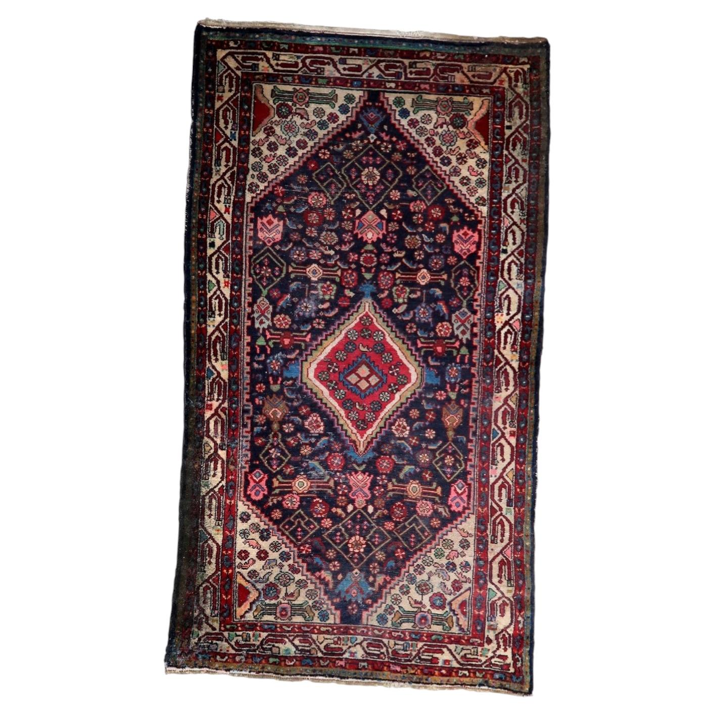 Antique 1920s Persian Hamadan Rug, Geometric 3.8' x 6.7', 1920s - 1C1215