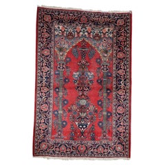 Antique 1920s Persian Kashan Prayer Rug Mihrab Motif 4.4' x 6.6' - 1C1222