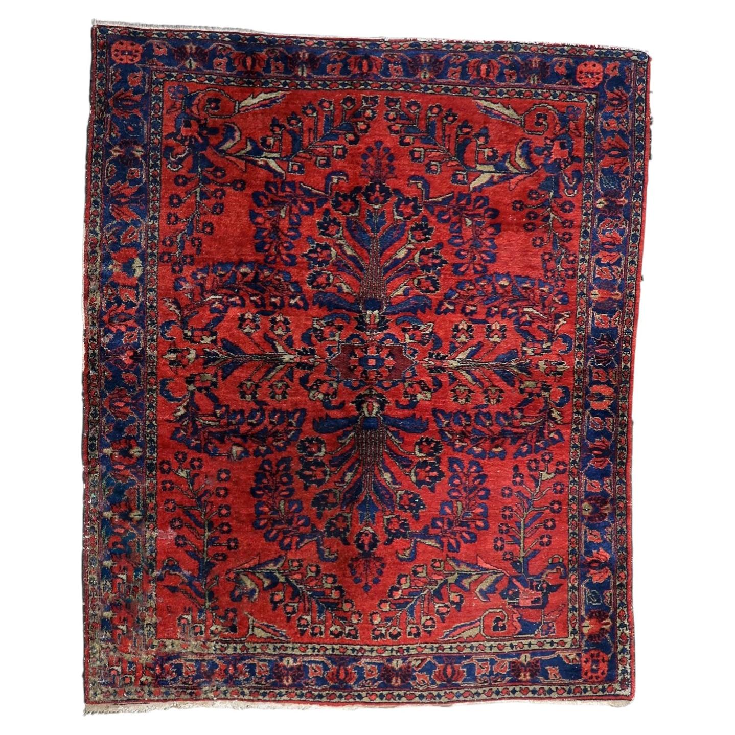Antique 1920s Persian Lilihan Rug Floral Design 5.8' x 6.7', 1920s - 1C1216