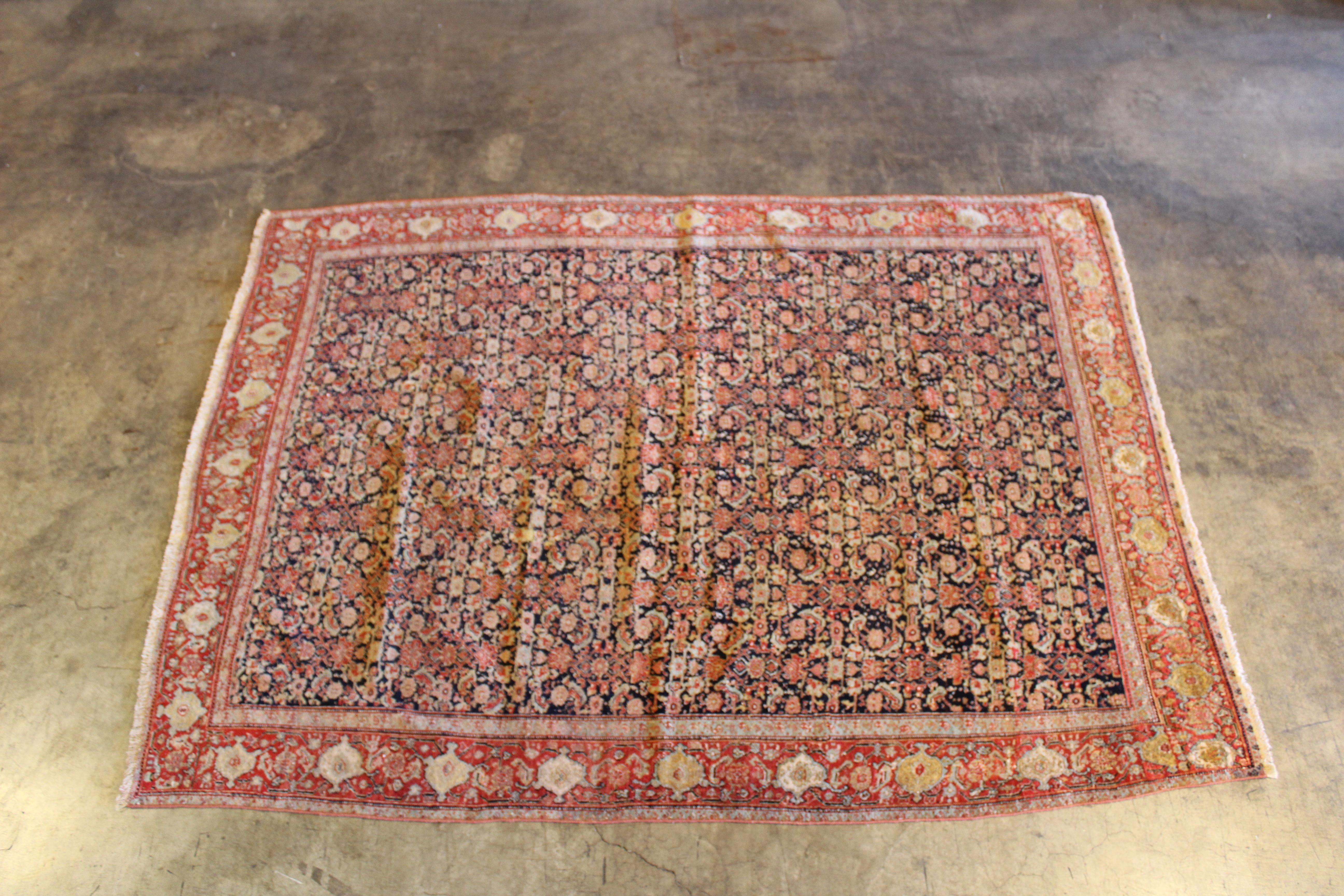 Early 20th Century Antique 1920s Persian Senneh Rug For Sale