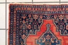 Antique 1920s Persian Senneh Rug – Hand-Knotted Wool, 1.10' x 3.2' -1C1248
