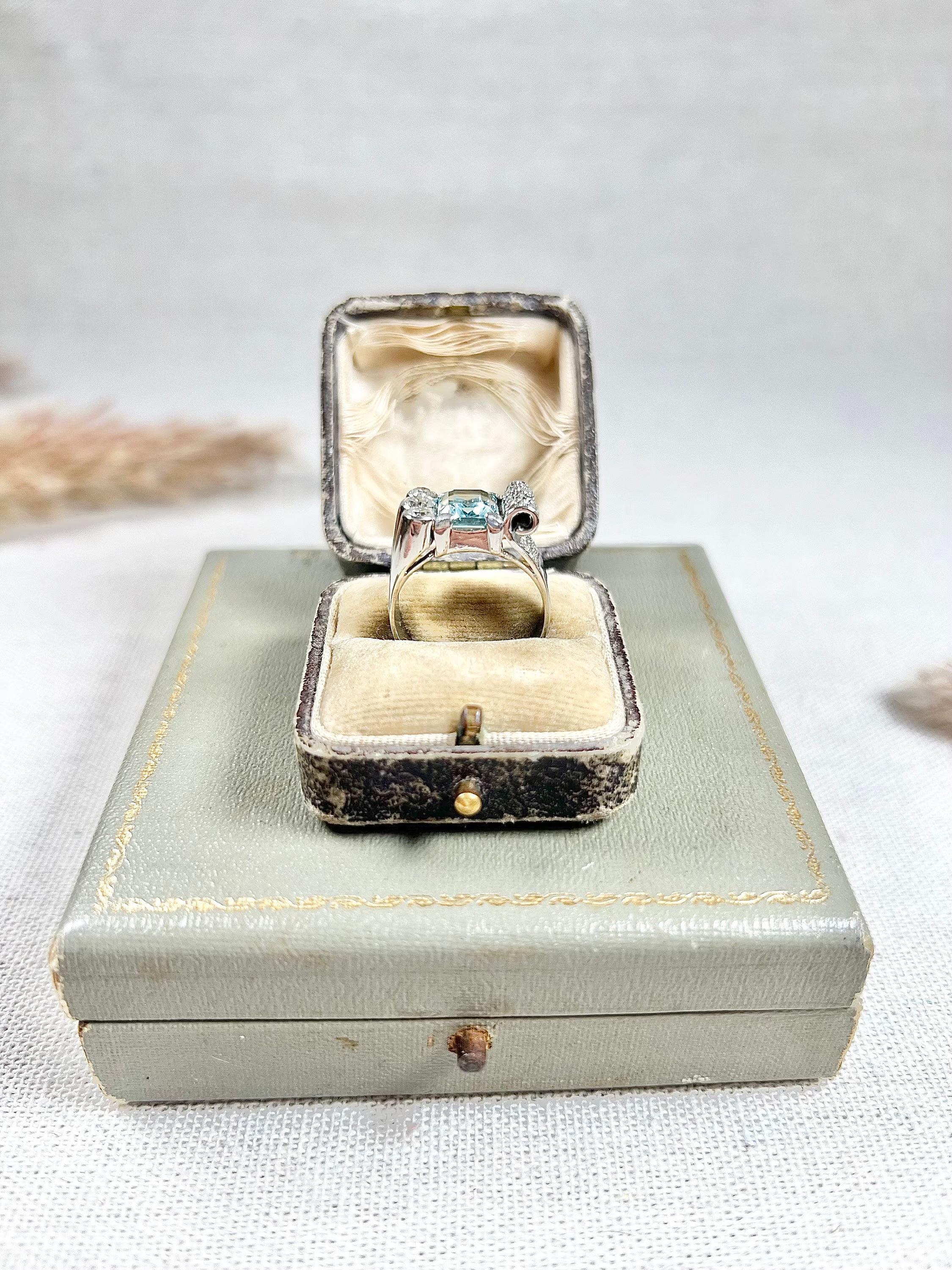 Antique 1920s, Platinum, Aquamarine and Old Cut Diamond Cocktail ...