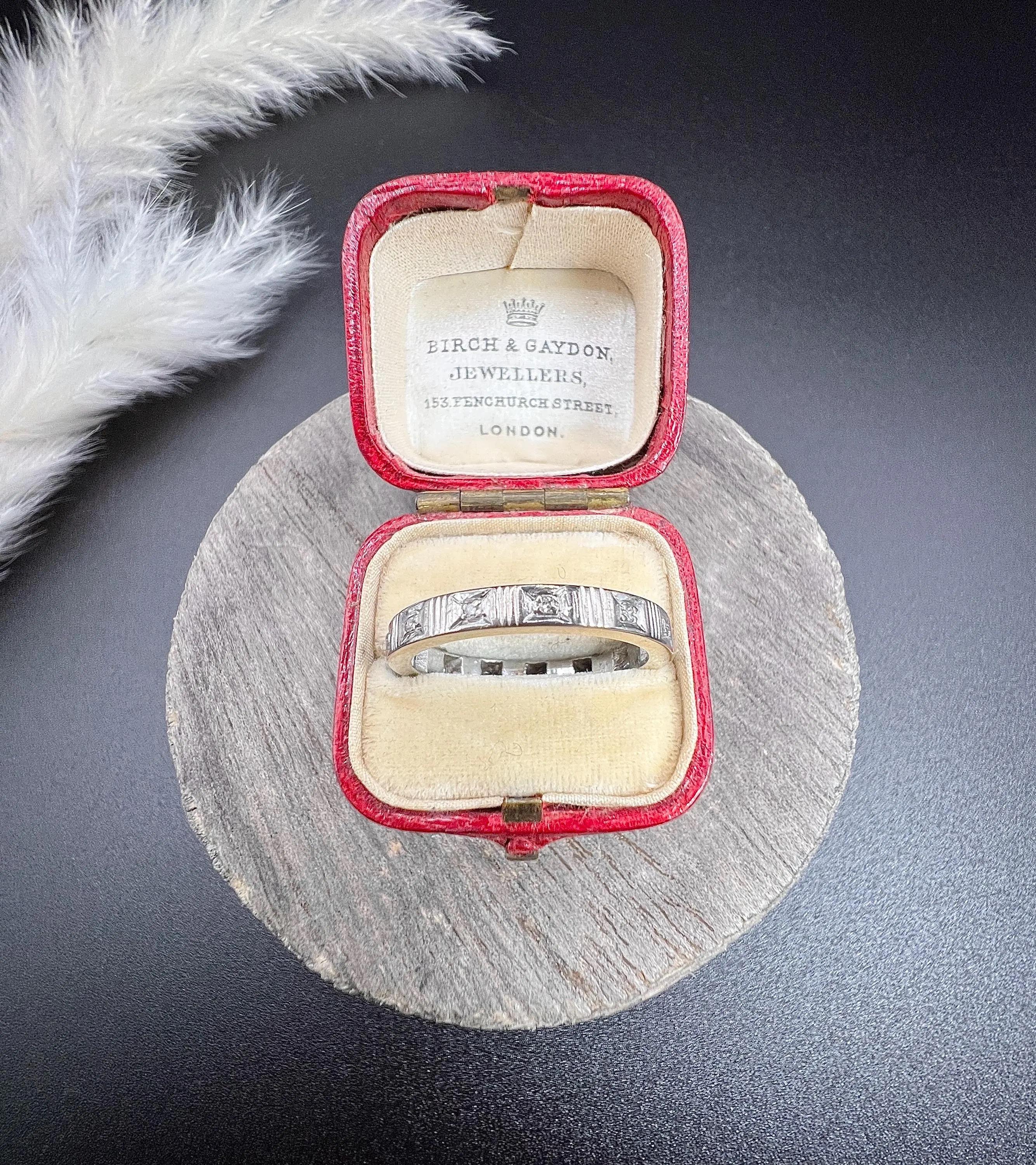 Old European Cut Antique 1920s Platinum, Diamond Eternity Ring For Sale