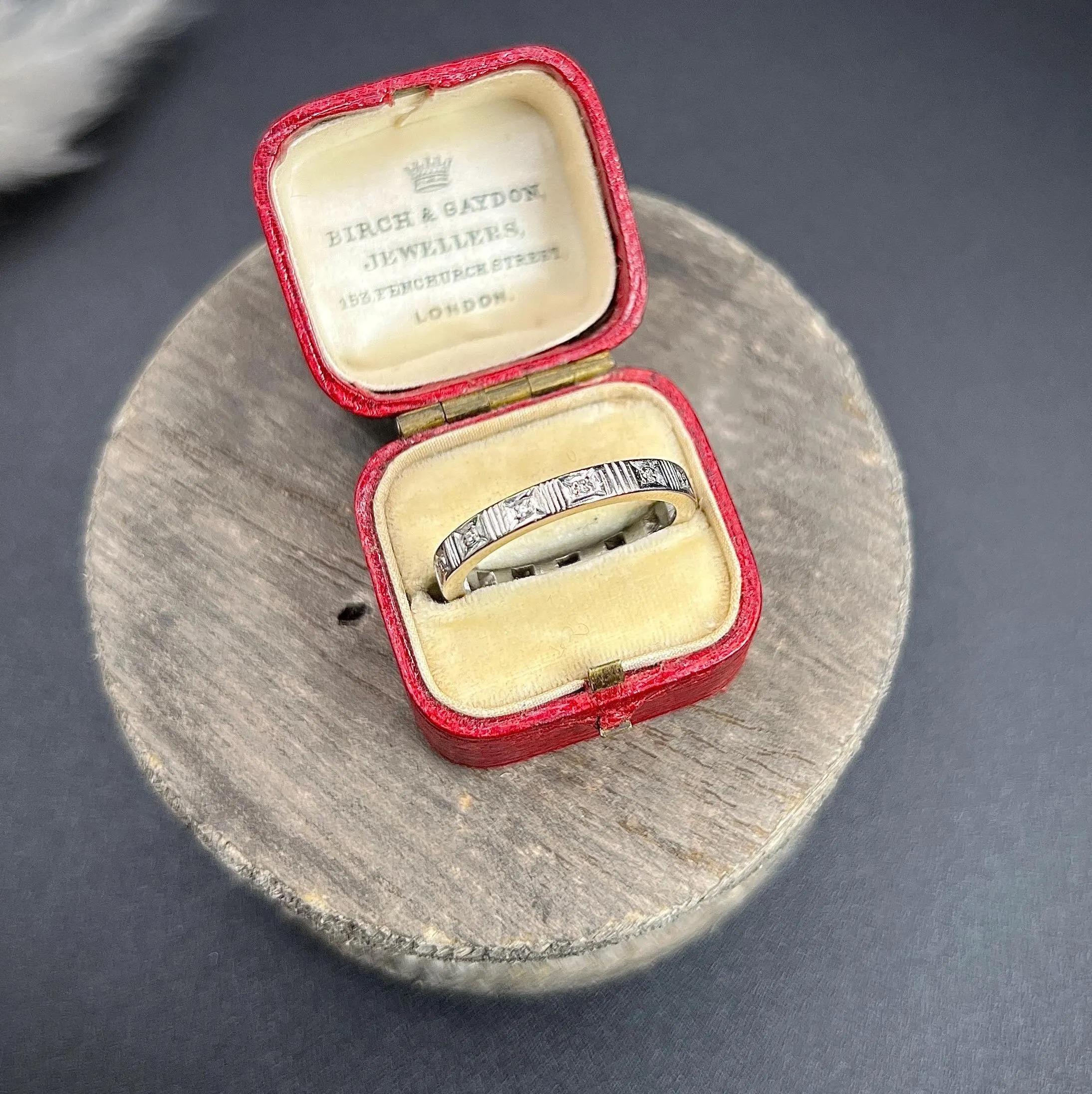 Women's or Men's Antique 1920s Platinum, Diamond Eternity Ring For Sale
