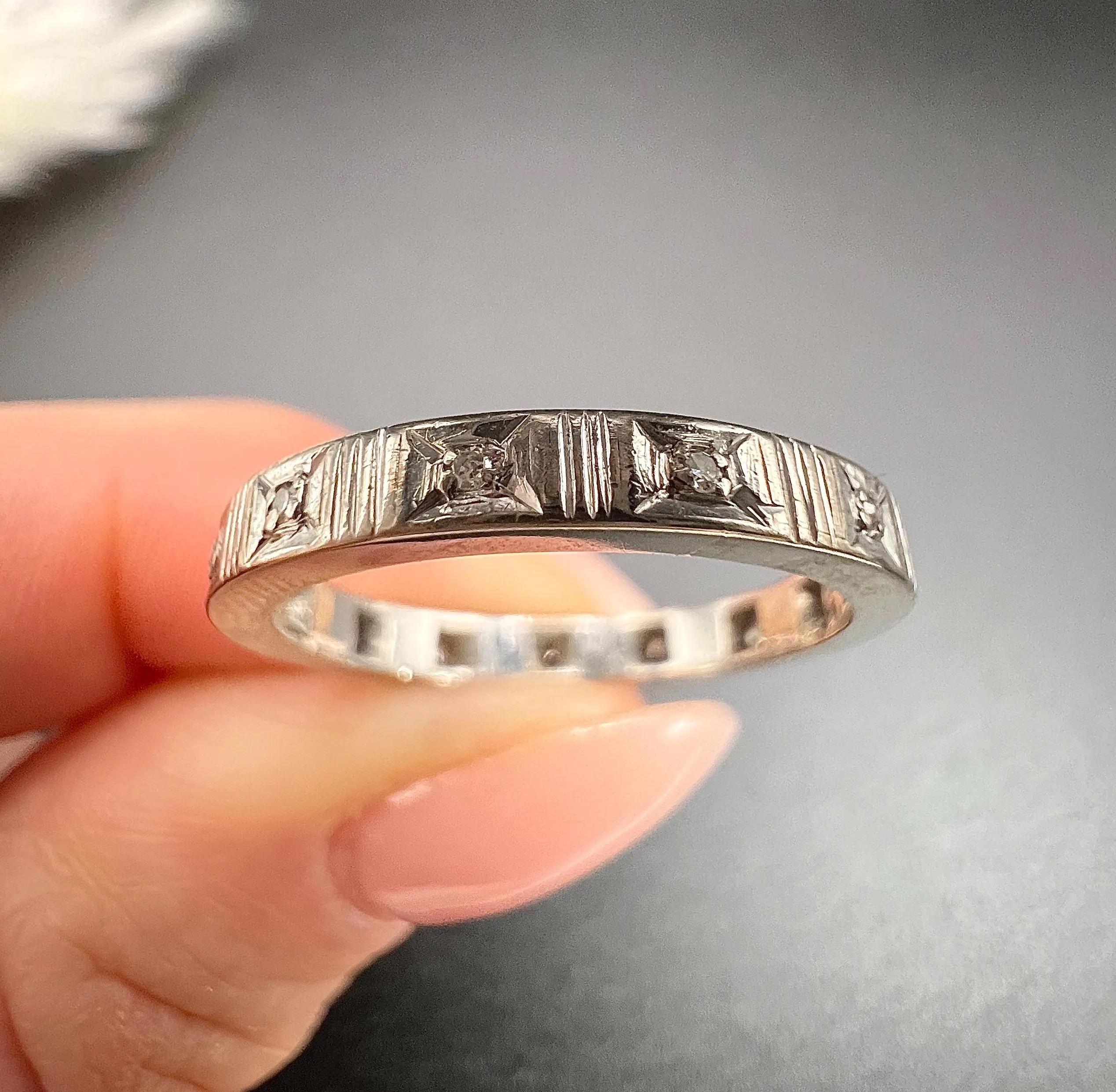 Antique 1920s Platinum, Diamond Eternity Ring For Sale 1