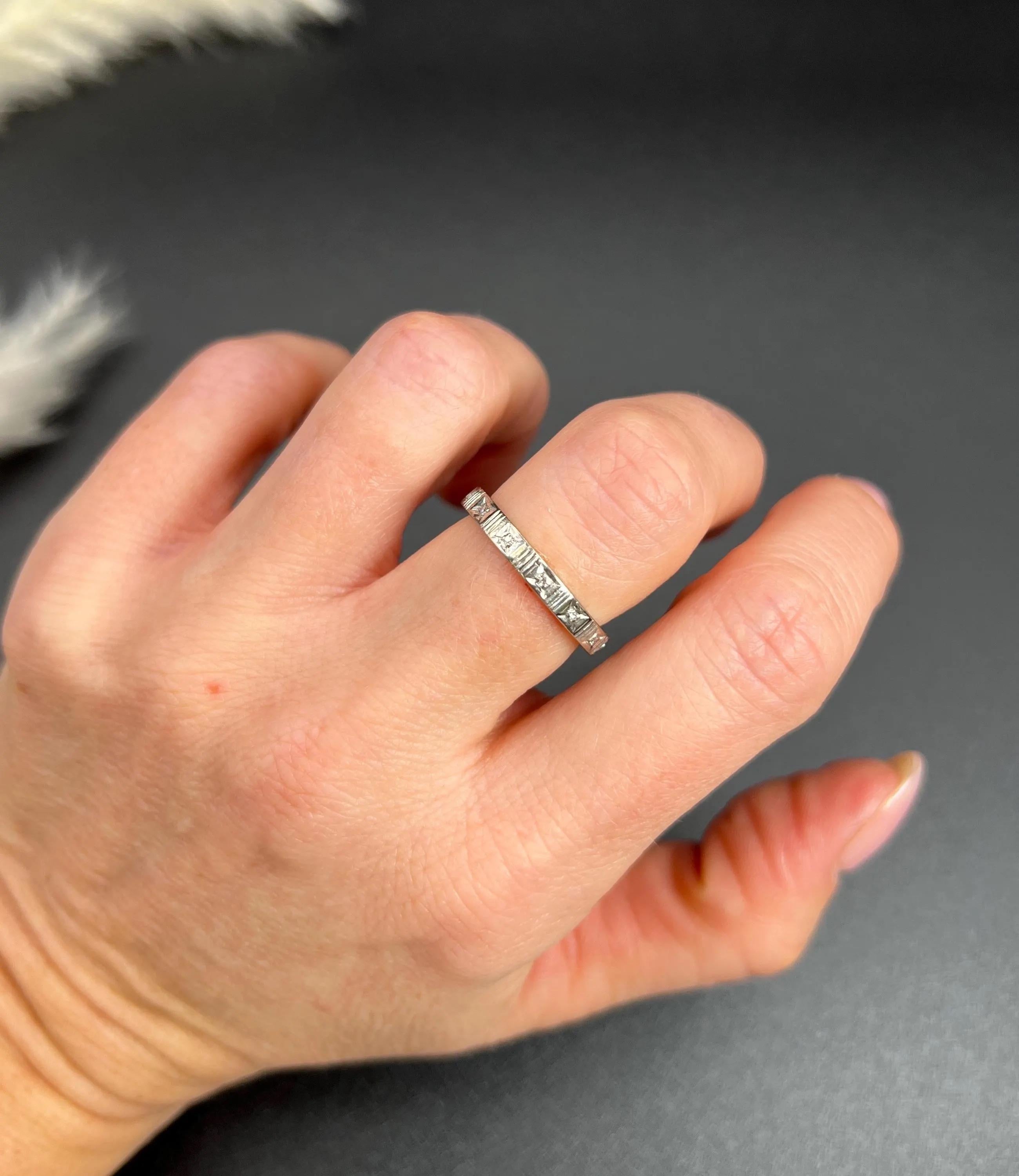 Antique 1920s Platinum, Diamond Eternity Ring For Sale 2