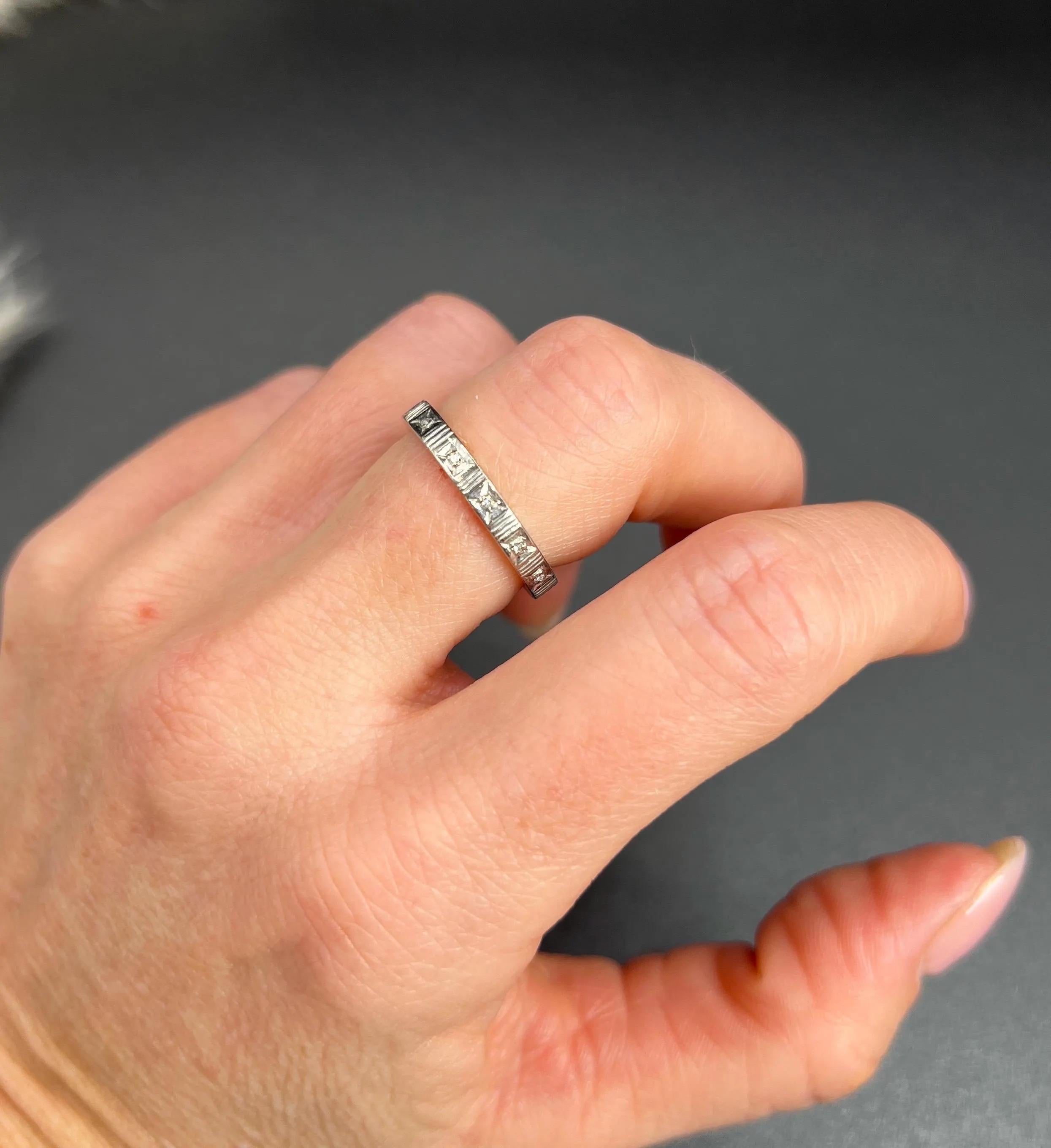 Antique 1920s Platinum, Diamond Eternity Ring For Sale 3