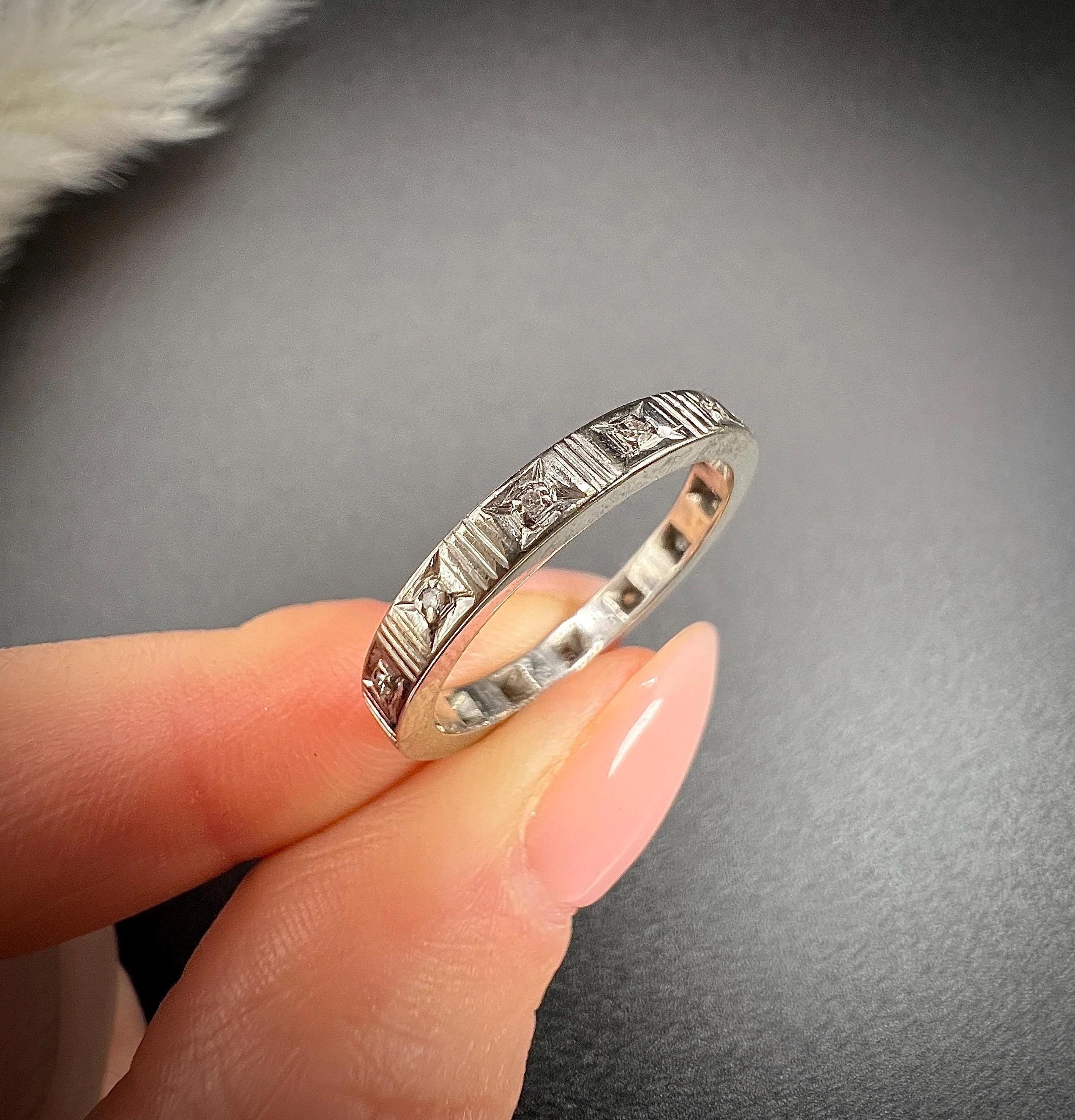 Antique 1920s Platinum, Diamond Eternity Ring For Sale 4