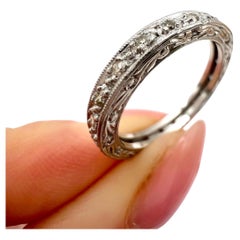 Antique 1920s Platinum, Diamond Eternity Ring, Wedding Band, Anniversary Ring