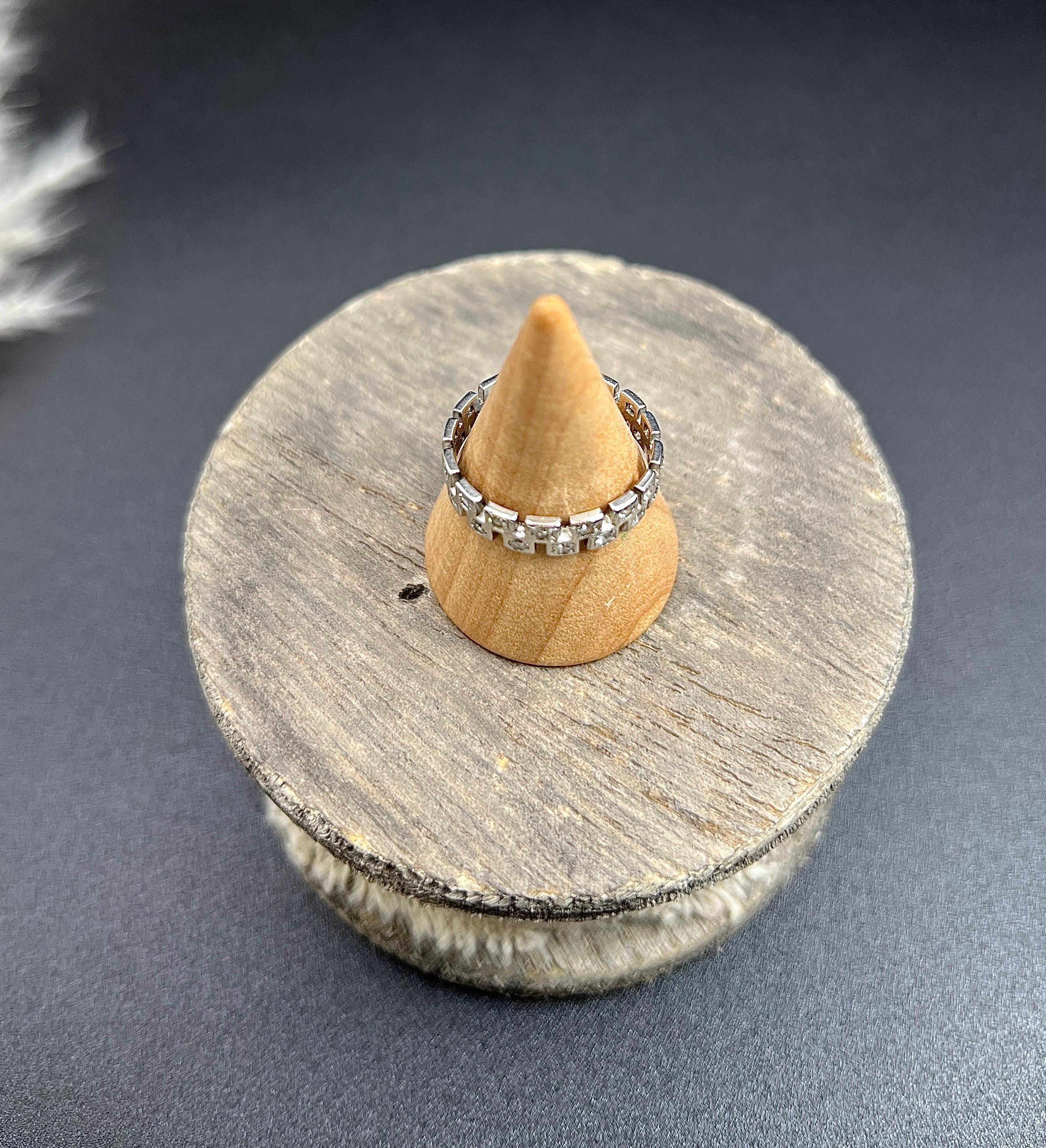 Antique 1920s Platinum Fancy Cut-Out Diamond Eternity Ring, Wedding Band Ring For Sale 5