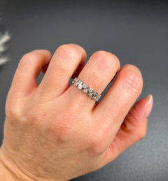 Antique 1920s Platinum Fancy Cut-Out Diamond Eternity Ring, Wedding Band Ring