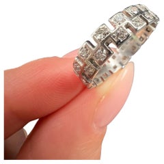 Antiguo Anillo Eterno de Platino con Diamantes de Corte Fantasía de los años 20, Anillo de Boda