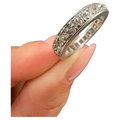 Antique 1920s Platinum French Stamped, 1.20 Carat Full Diamond Eternity Ring