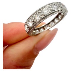 Antique 1920s Platinum French Stamped, 1.40 Carat Diamond Full Eternity Ring