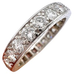 Anillo de eternidad antiguo de los años 20, de platino con sello francés, de 2 quilates, totalmente engastado con diamantes