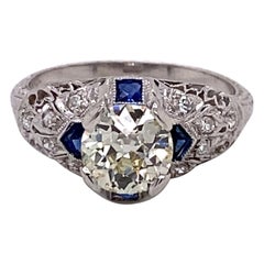 Antiker Diamantring aus Platin mit alteuropäischem Schliff aus den 1920er Jahren 1,45 Karat