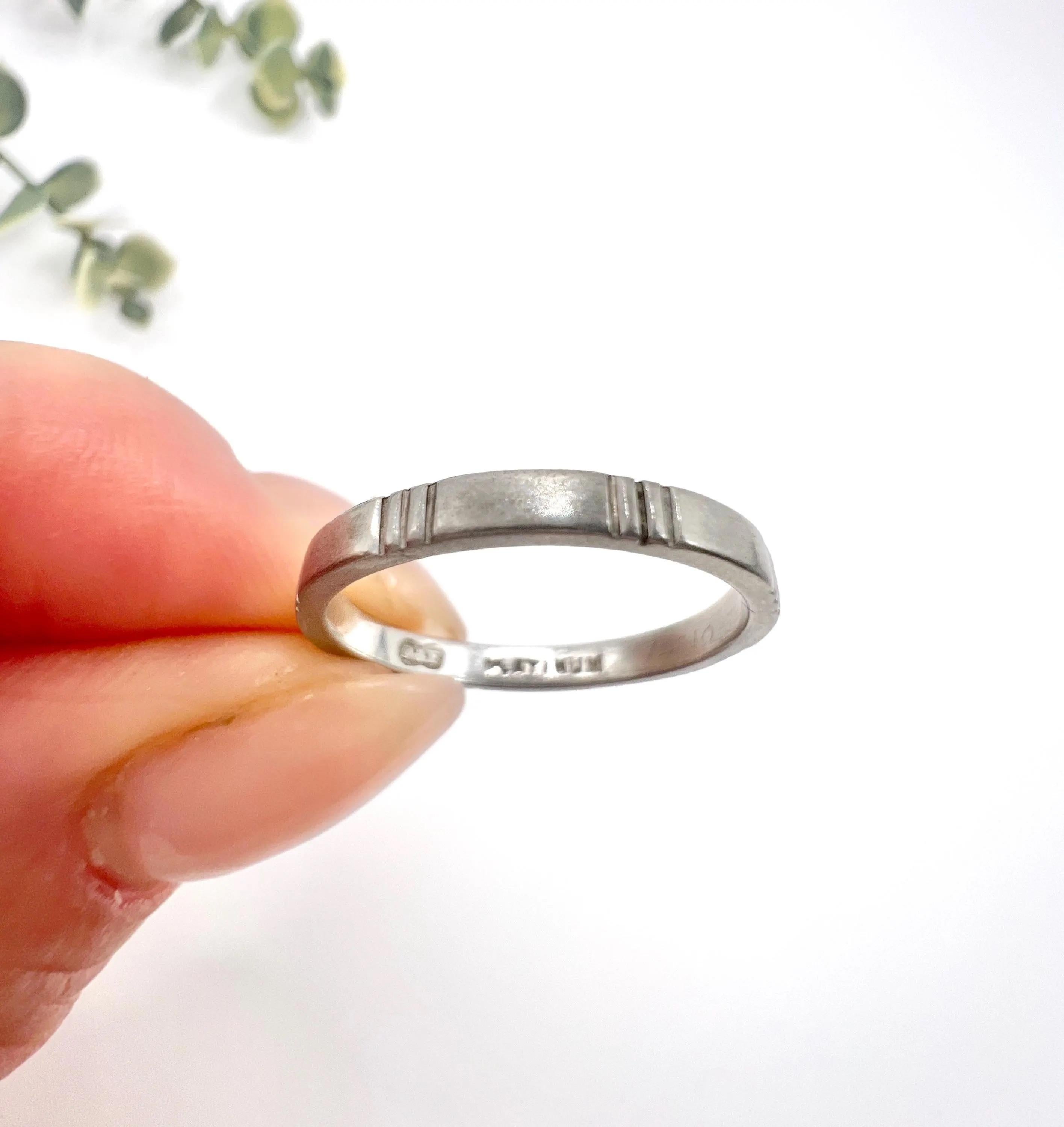 Antique 1920s, Platinum Stamped Band Ring, Wedding Band For Sale 4