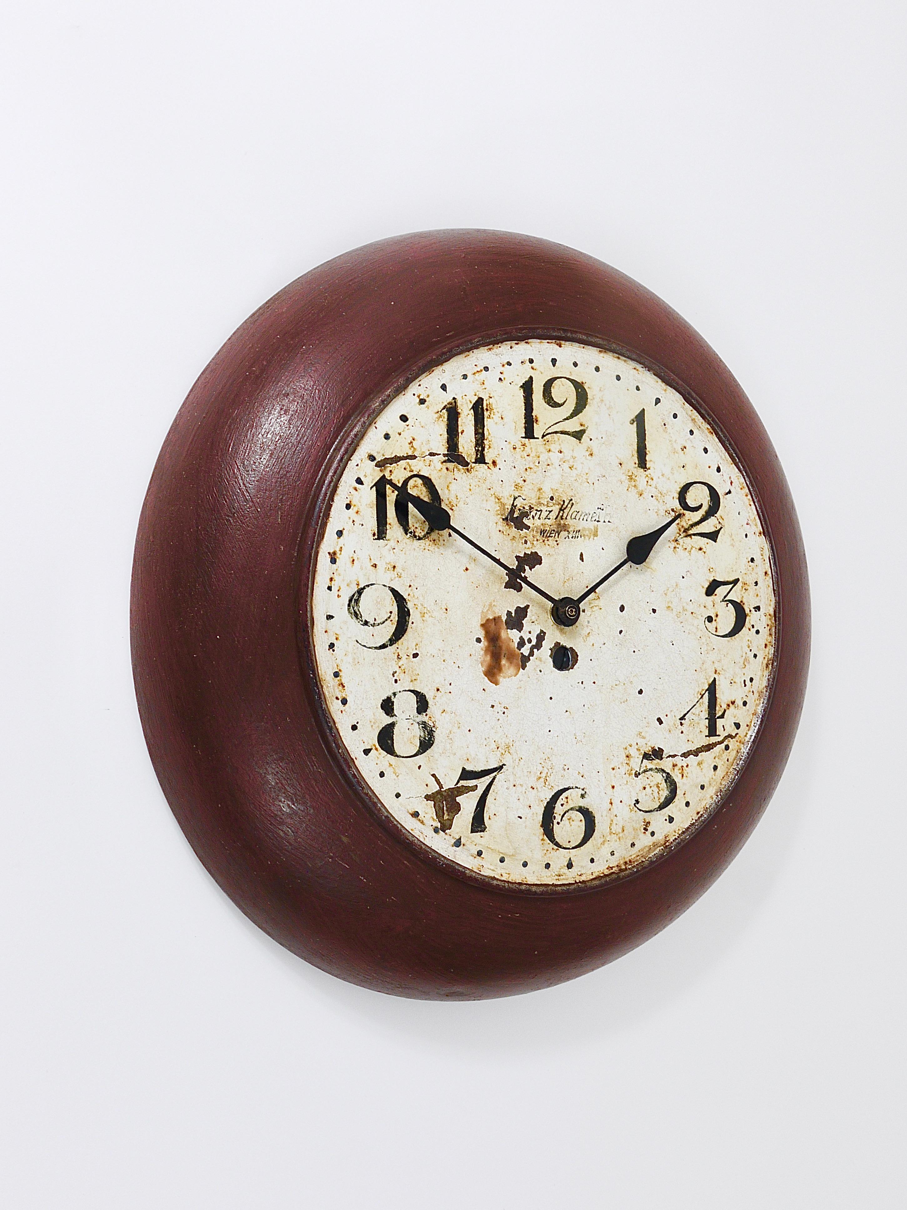 Antique 1920s Public Iron Wall Clock With Hand-Painted Dial, Industrial Style For Sale 6