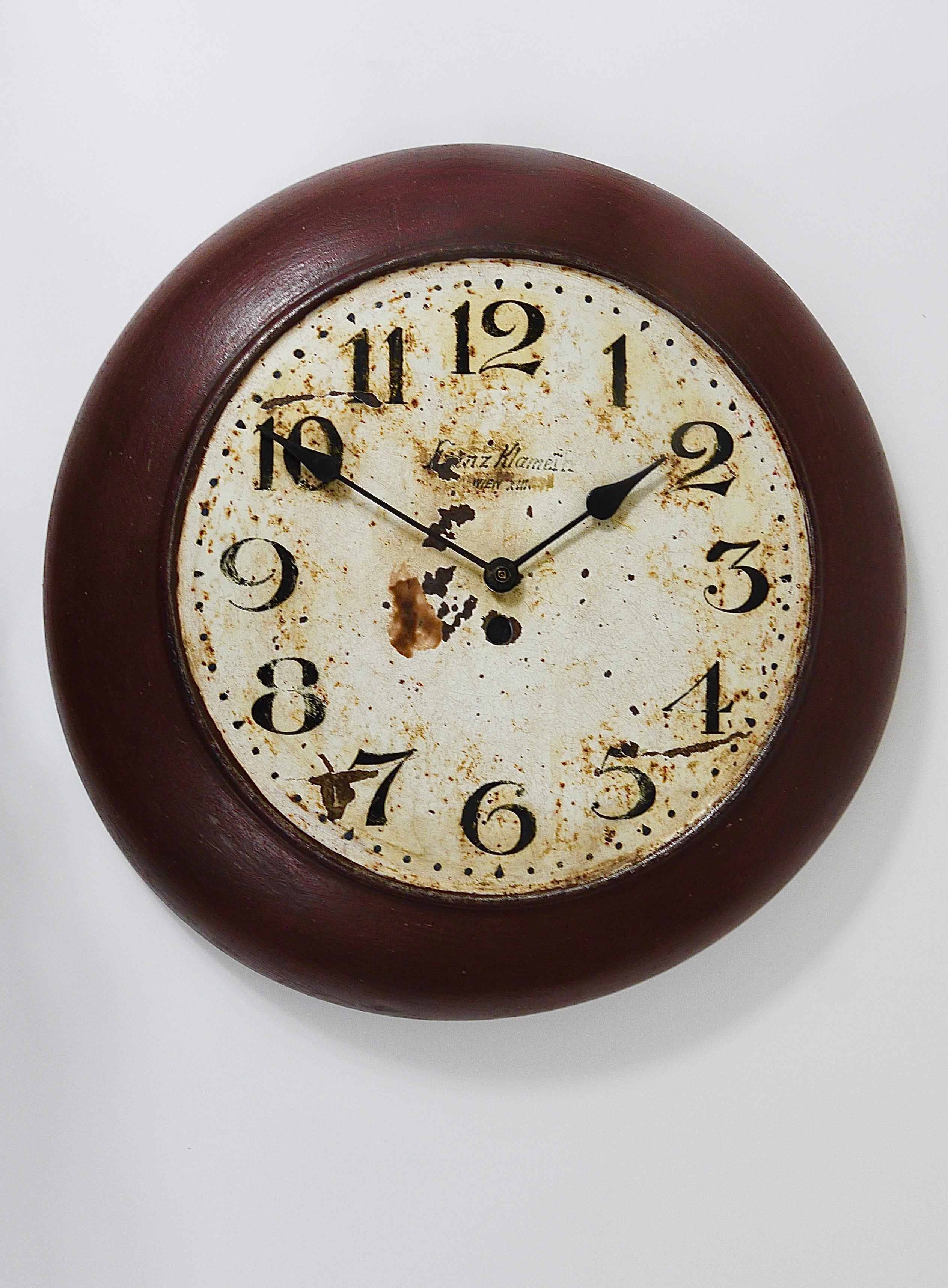 Antique 1920s Public Iron Wall Clock With Hand-Painted Dial, Industrial Style For Sale 7