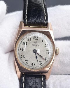 Antique 1920s Rolex 9ct Pink Gold Cushion Watch – Hand-Wound – 28mm x 22mm