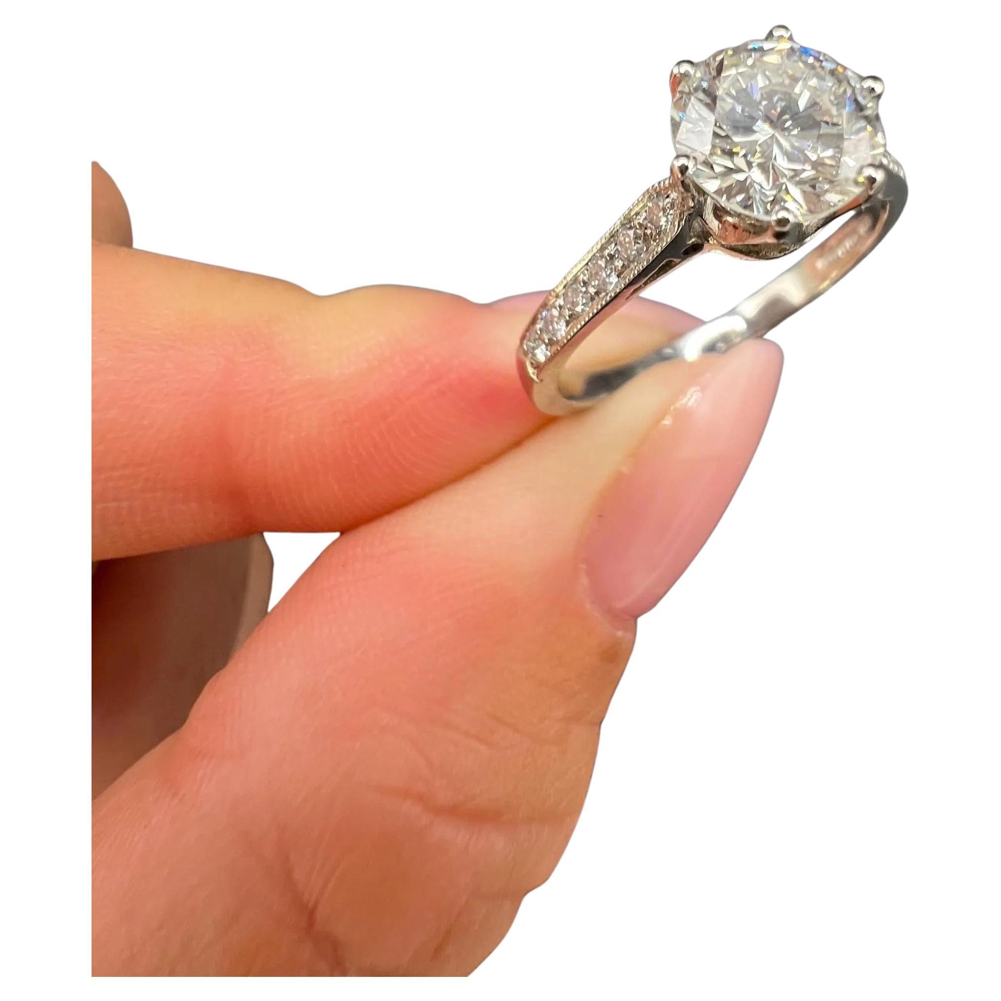 Antique, 1920 Round 1.38 Carat Diamond Single Stone set in New Platinum Mount